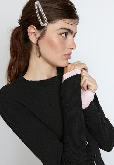 Knit cardigan with padded shoulders — Black 4