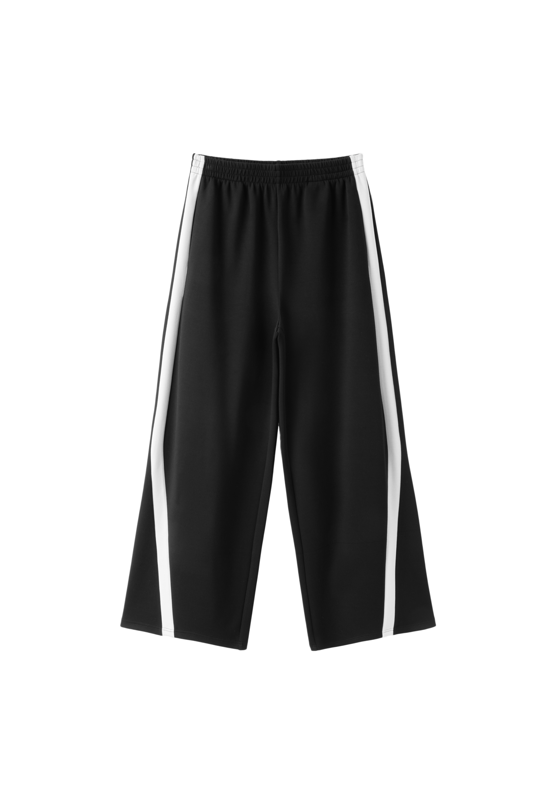 Soft-touch wide-leg jogger trousers with side band — Black
