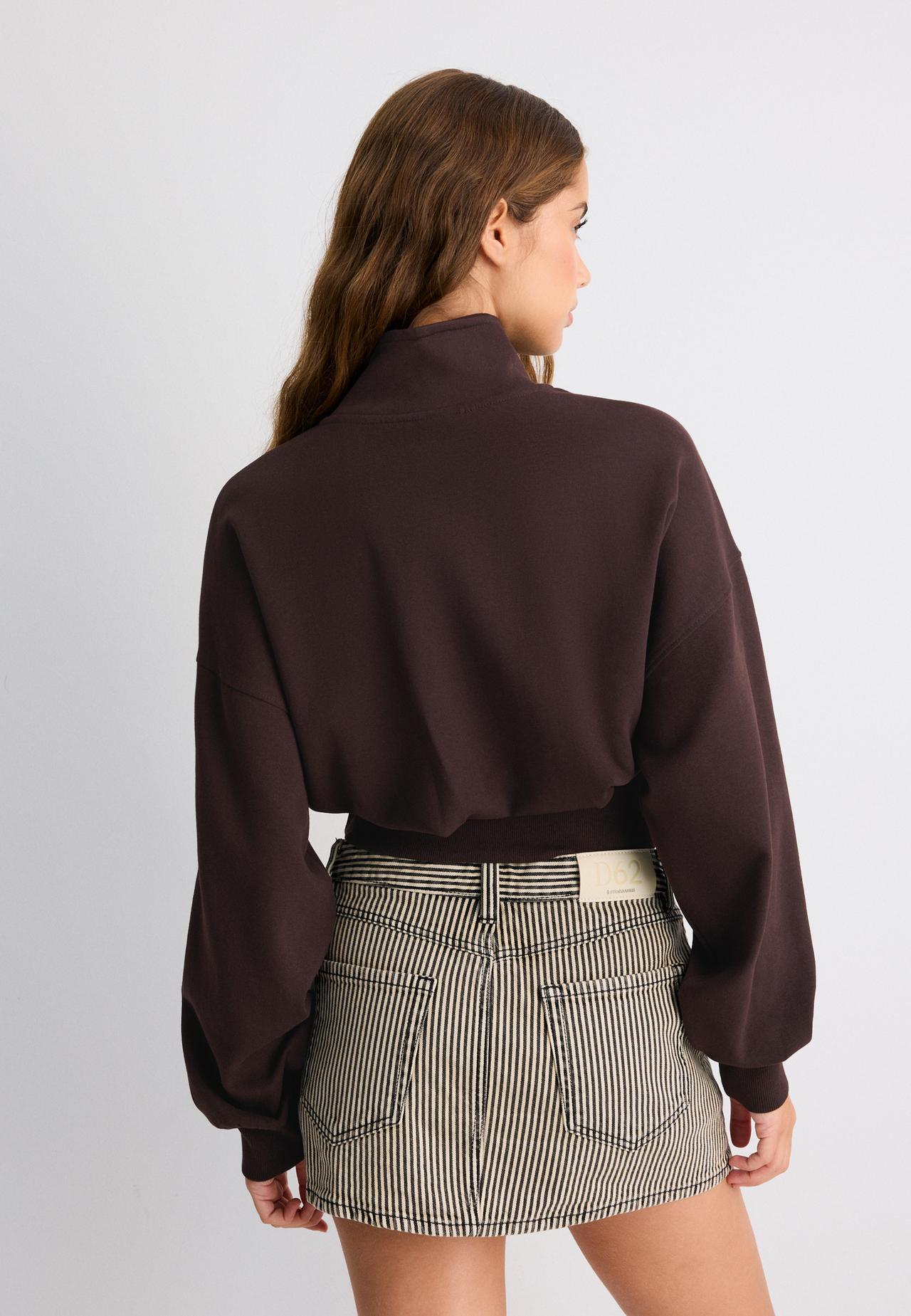 B10 Zip-up sweatshirt with lapel collar — Brown