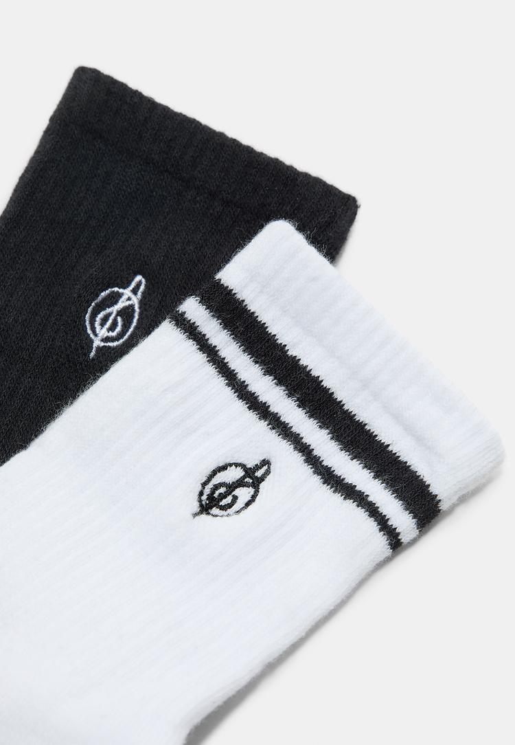 2 pack of striped and embroidered socks
