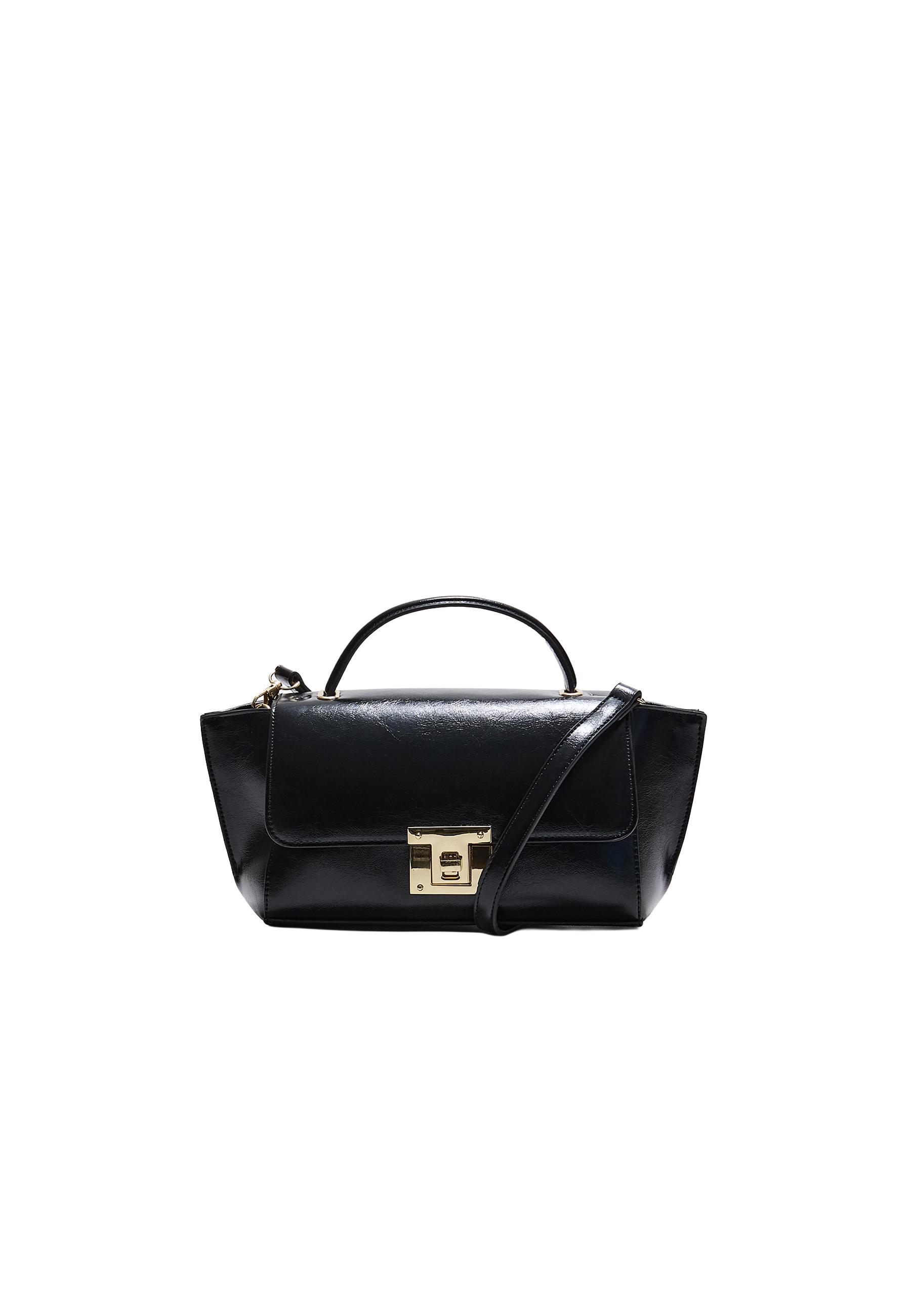 Crossbody bag with flap closure — Black
