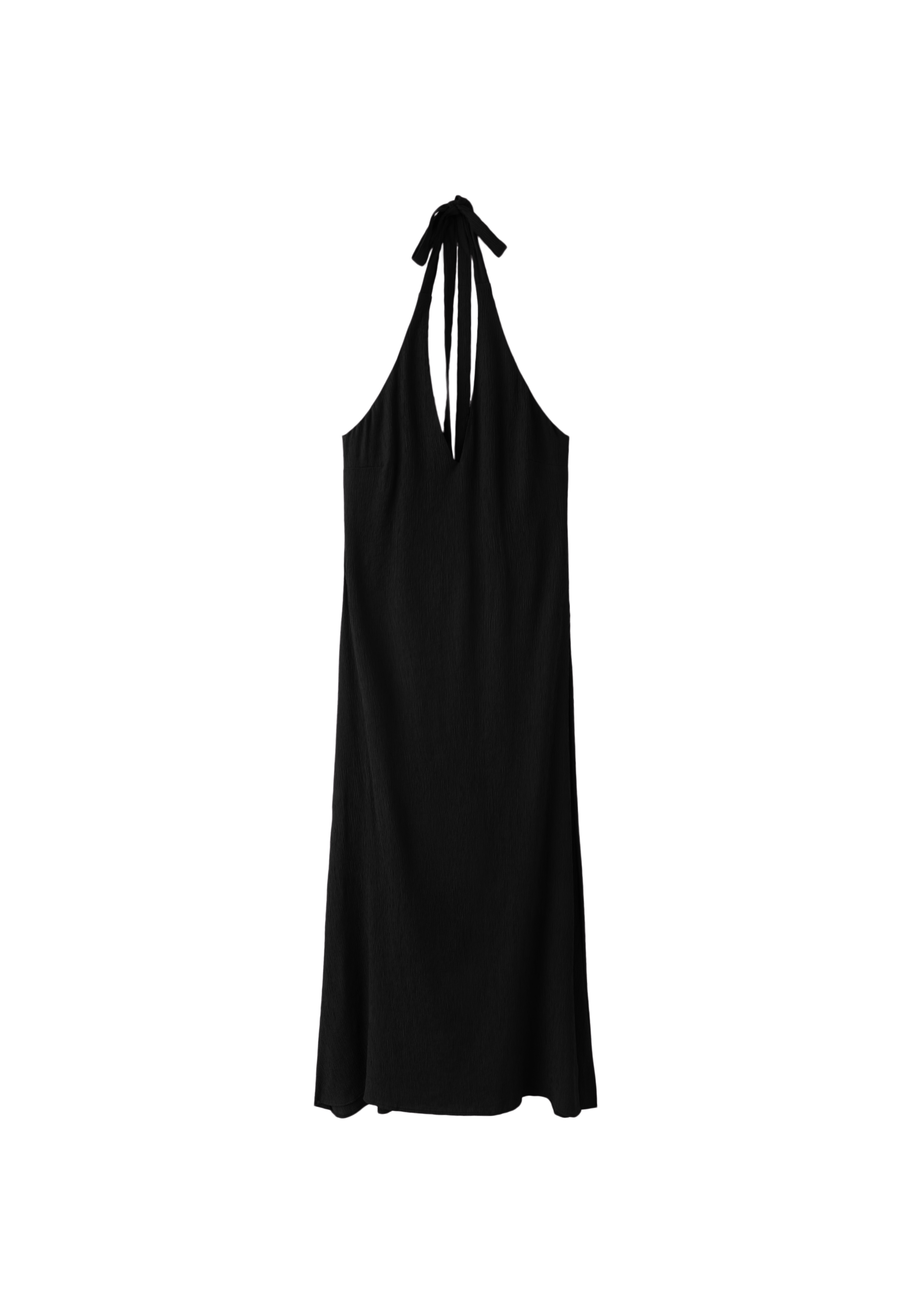 Textured halter midi dress — Black