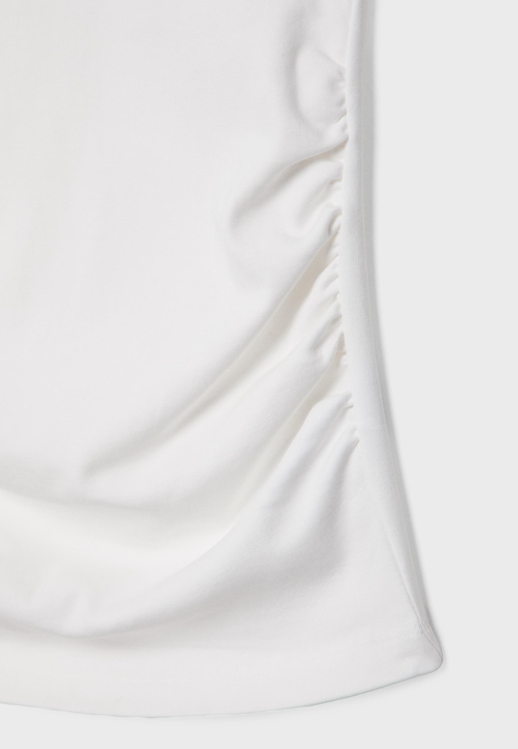 Basic Ruched Fitted T-Shirt — Ecru