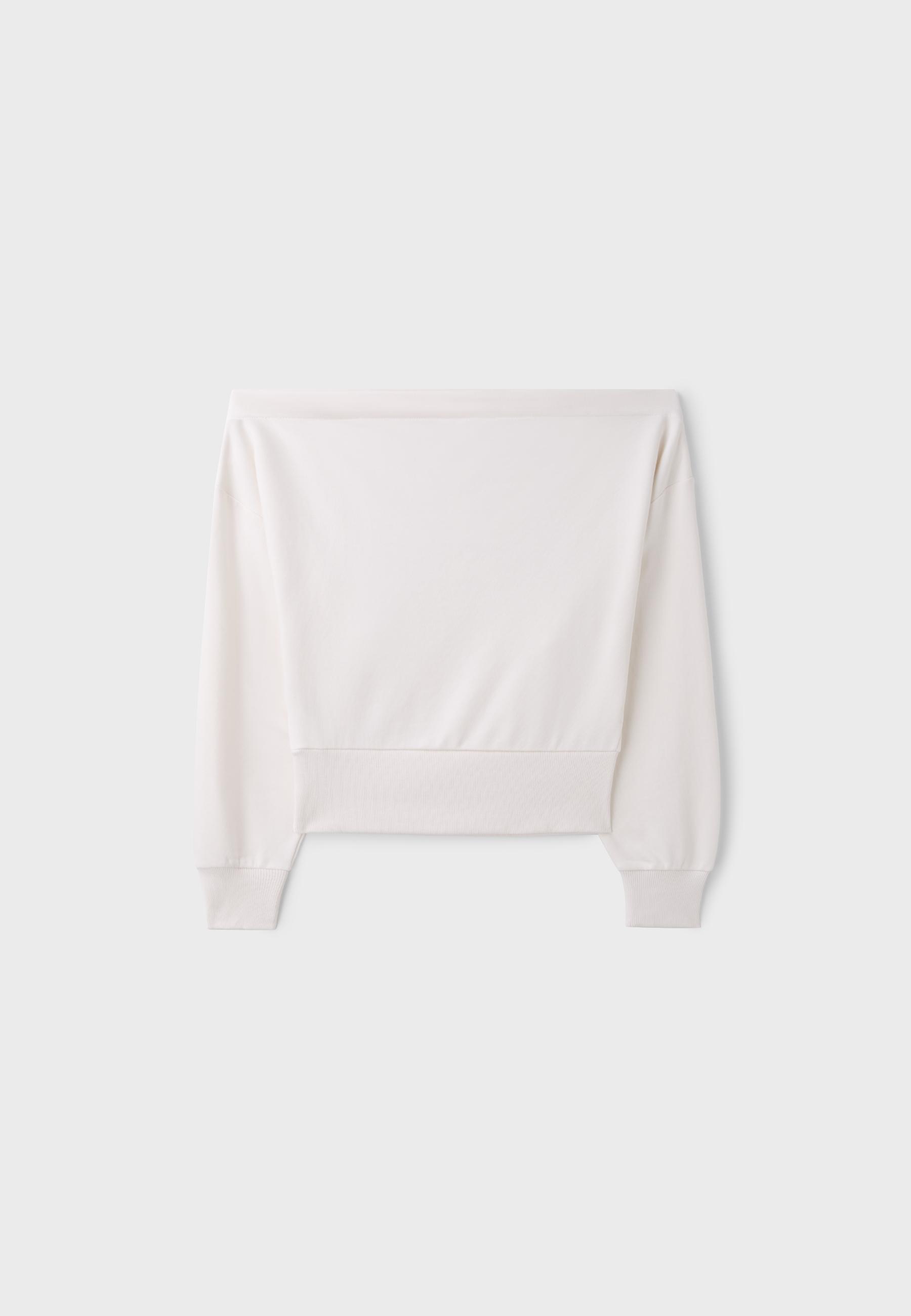 Cropped boat neck sweatshirt — Ecru