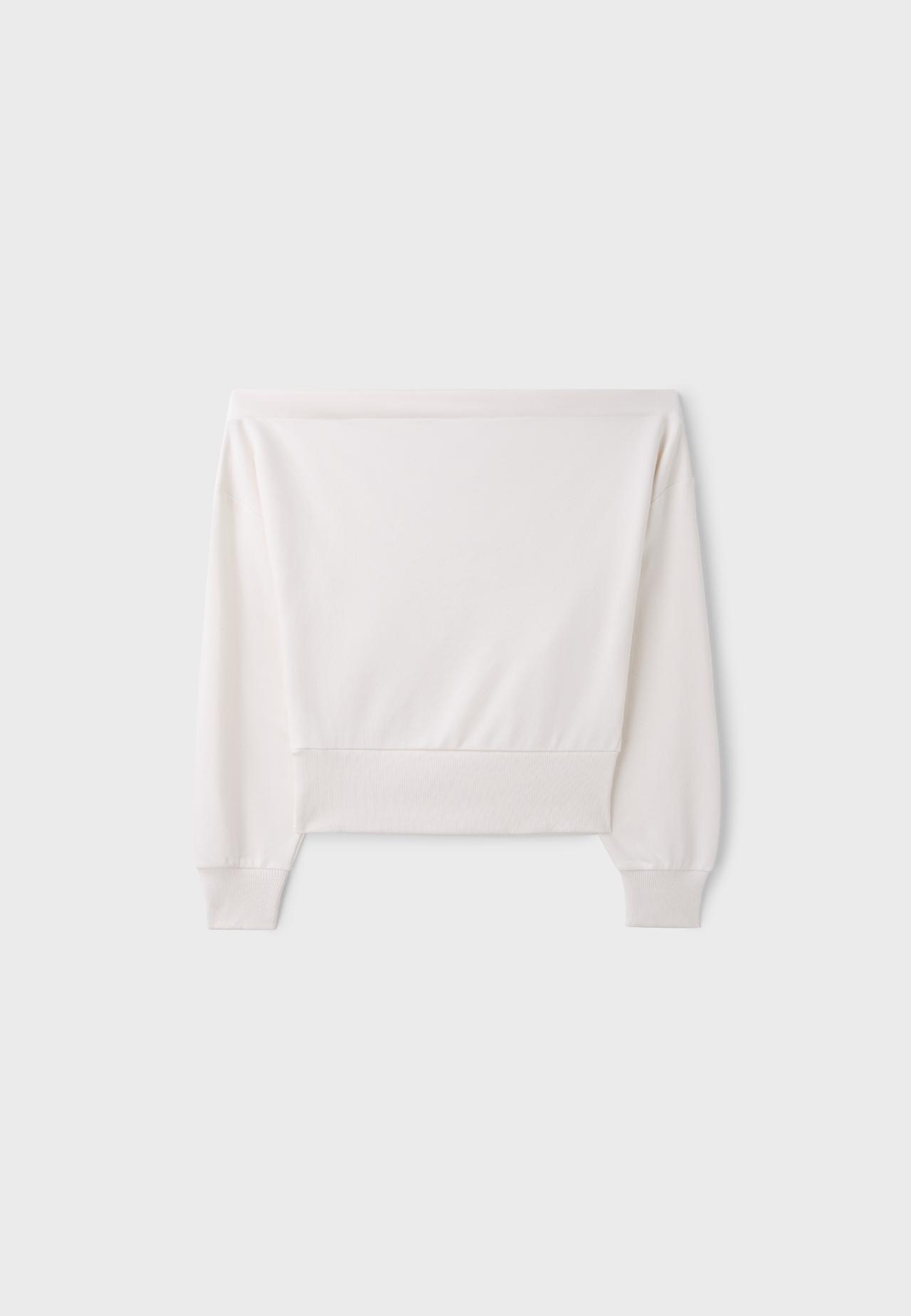 Cropped boat neck sweatshirt — Ecru