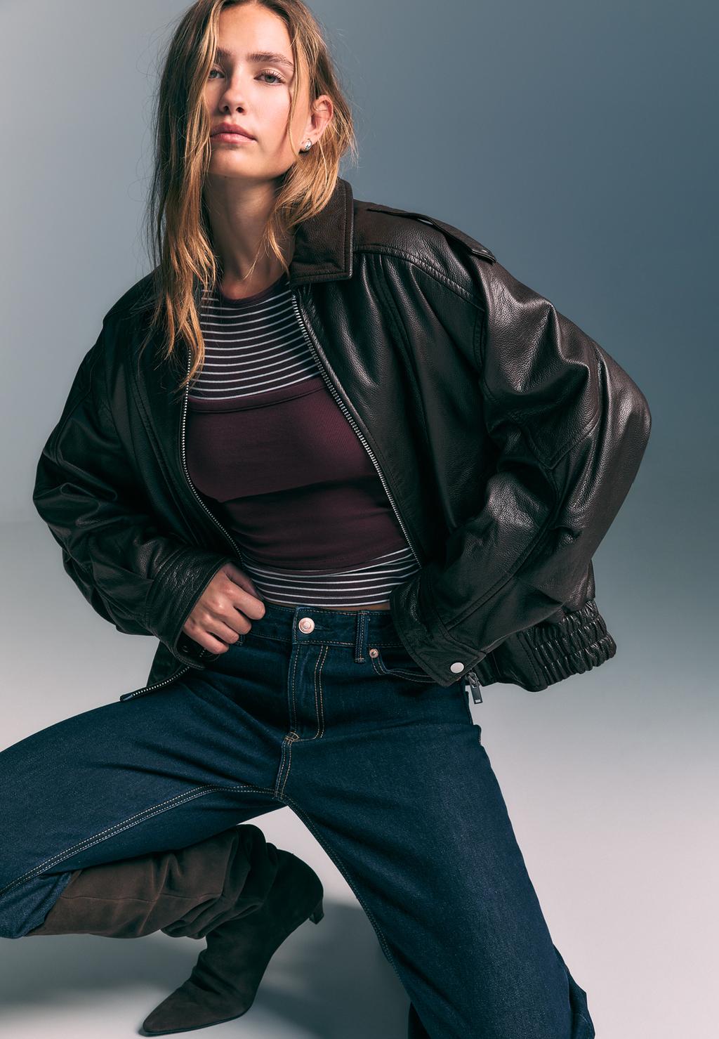 Geacă oversize din piele