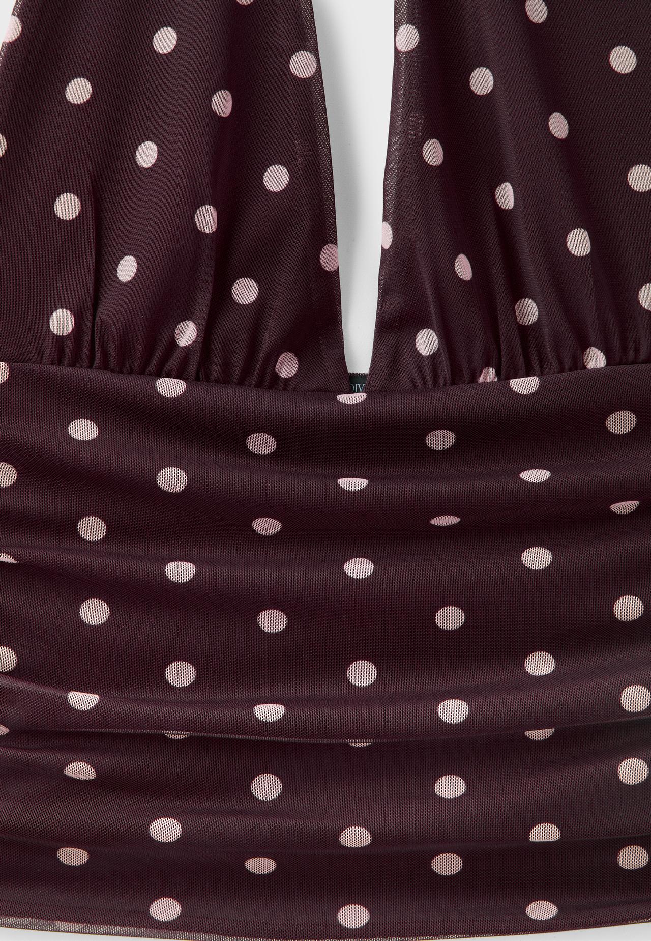 Polka dot mesh halter top — Purple