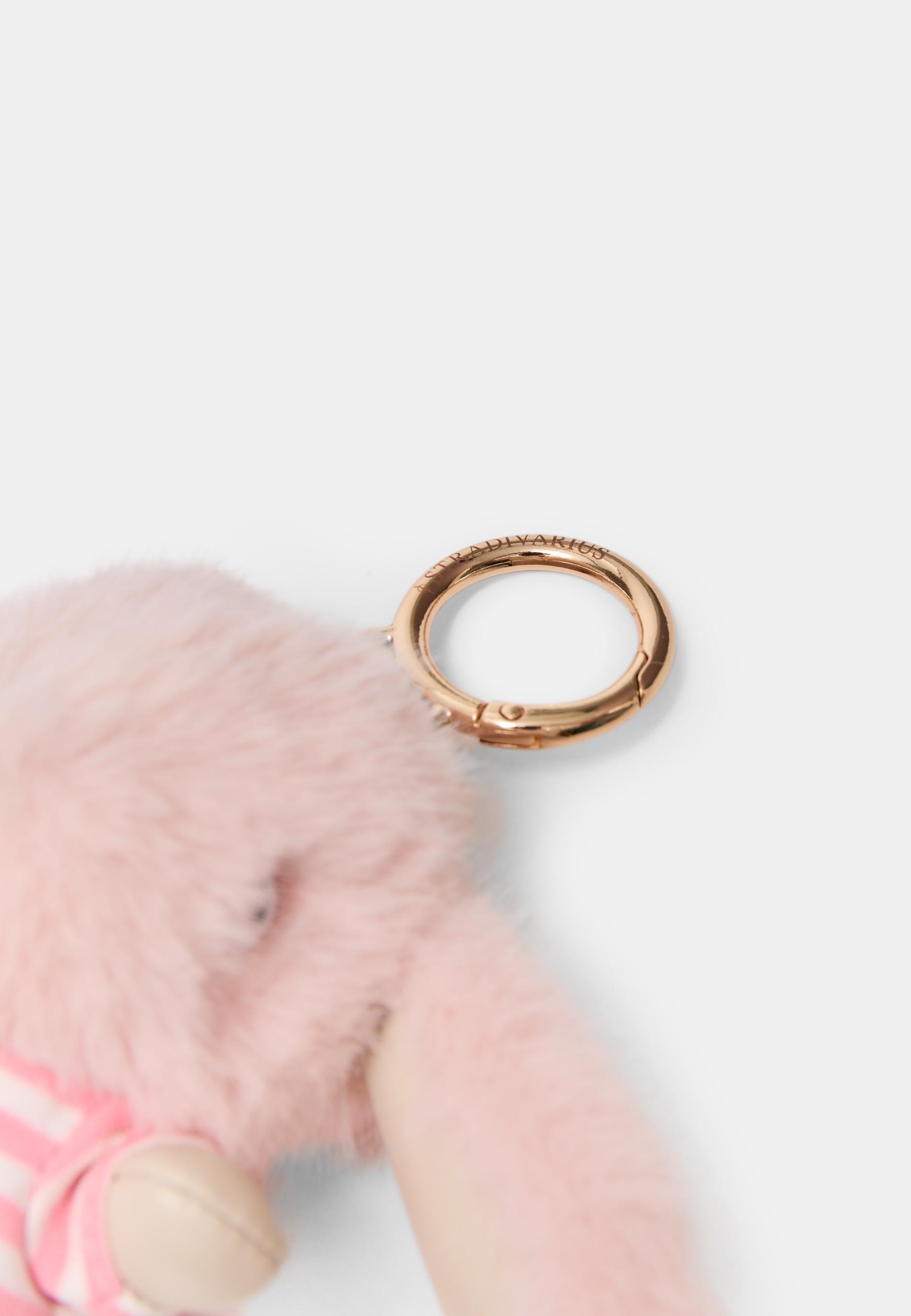 Rabbit charm keyring — Pale pink