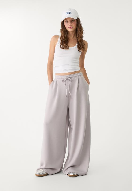 Yumuşak dokulu ve pilili jogger pantolon_6