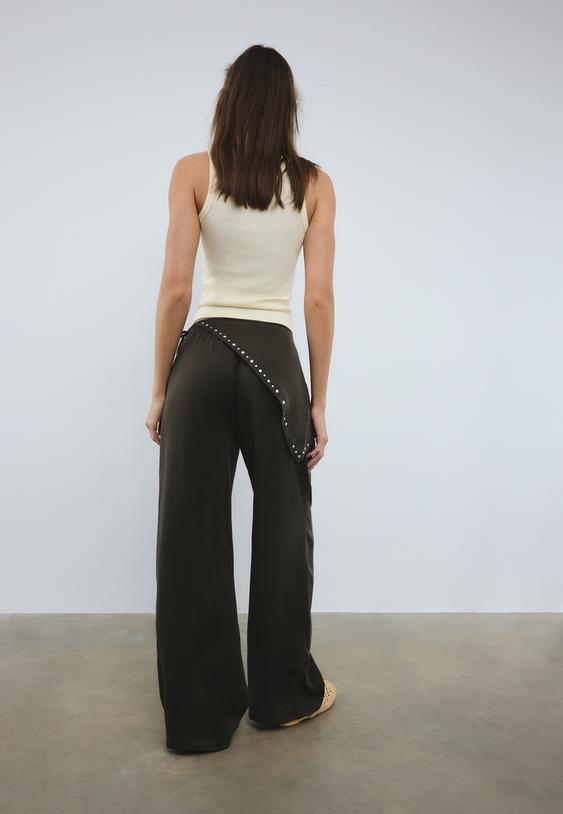 Stradivarius Pantalon Foulard Tencel Marron S