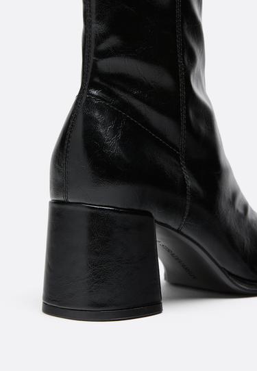 WIDE-LEG. Basic mid-heel ankle boots — BLACK  3