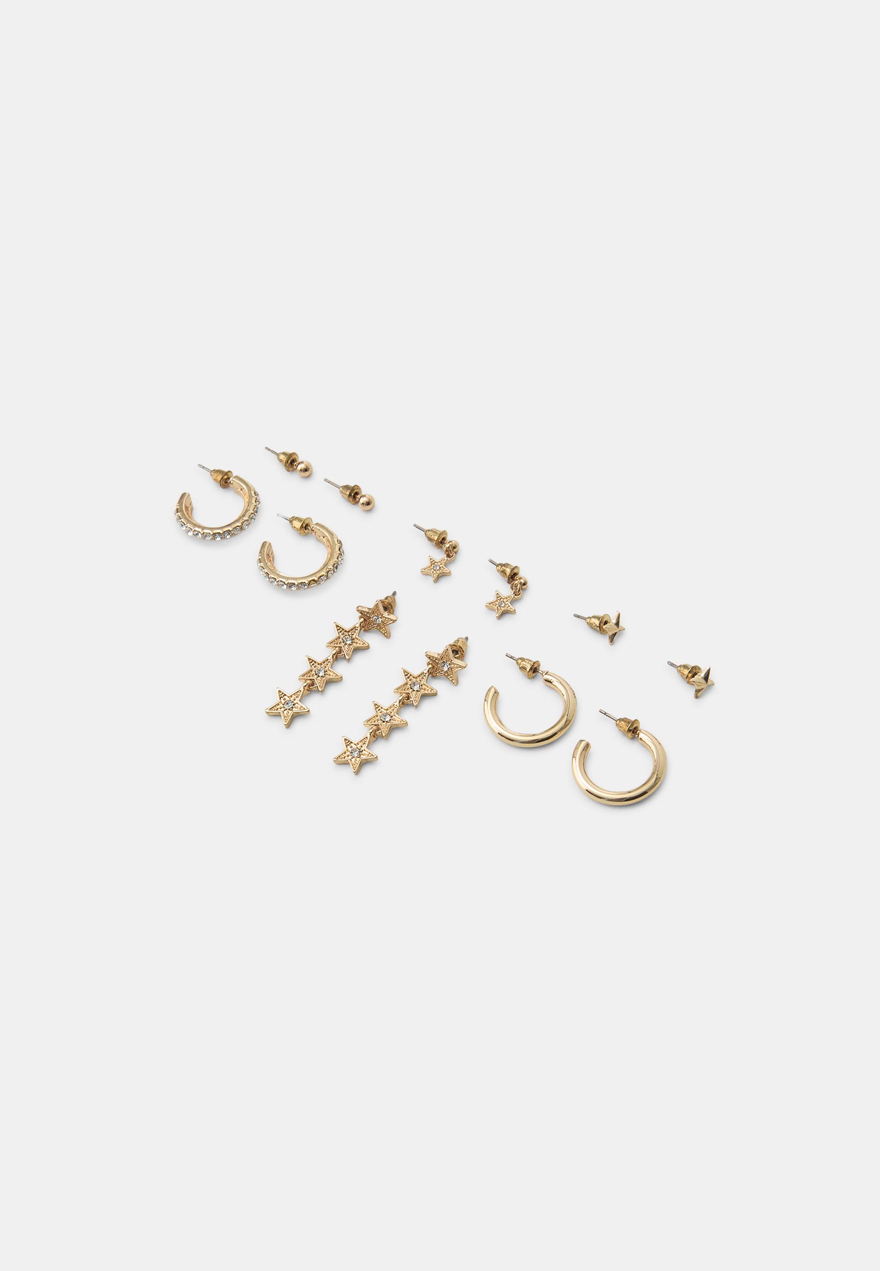 Set of 6 multipack star earrings — Gold