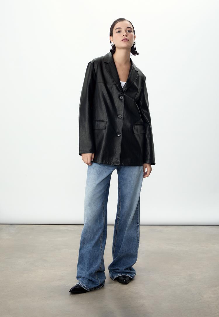 faux leather blazer