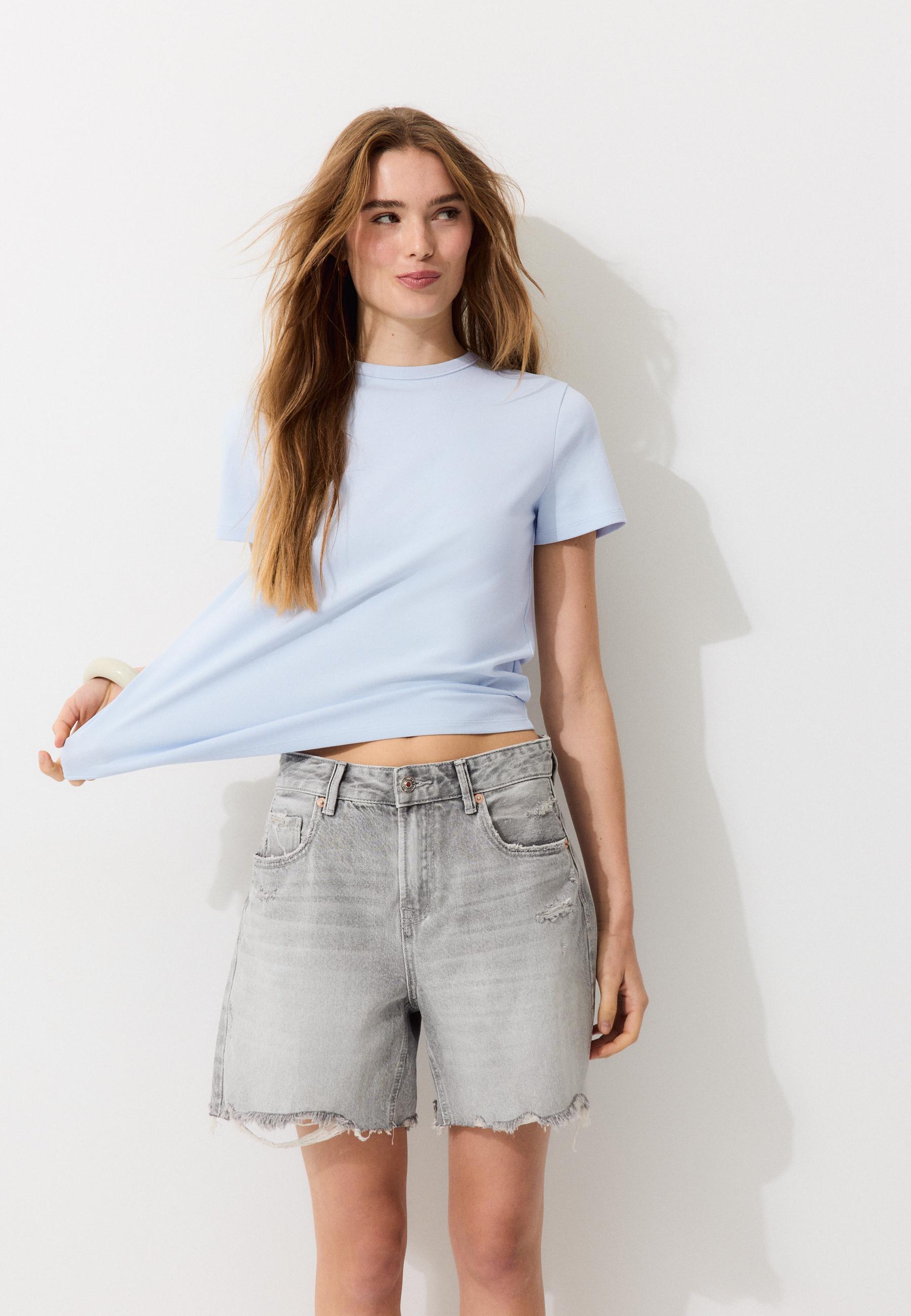 B02 Soft-touch regular basic T-shirt — Sky blue