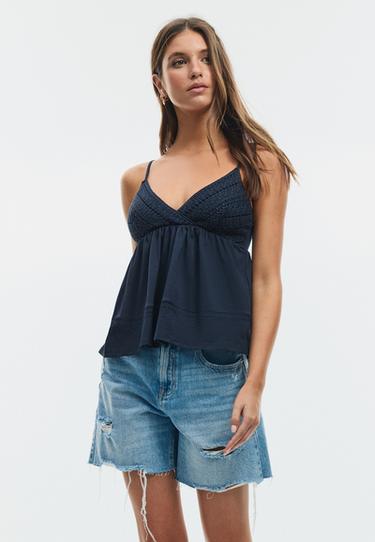 Crochet strappy top — Dark blue 6