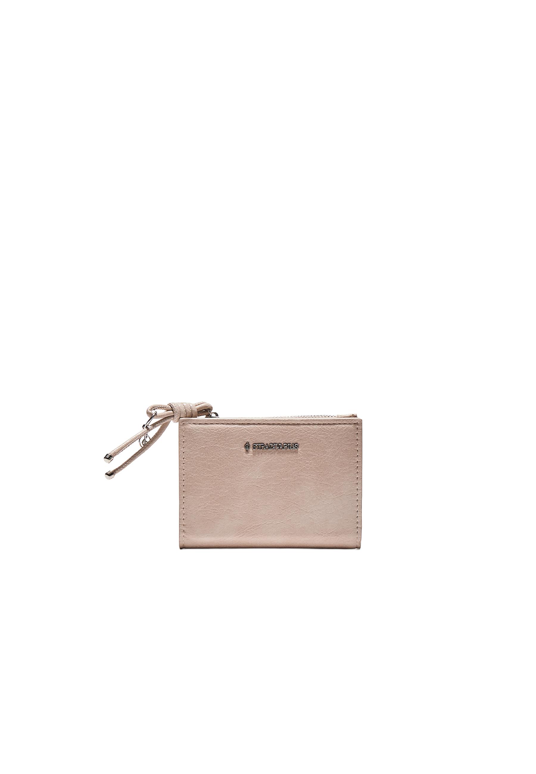 Card holder purse with pull tab detail — Ecru