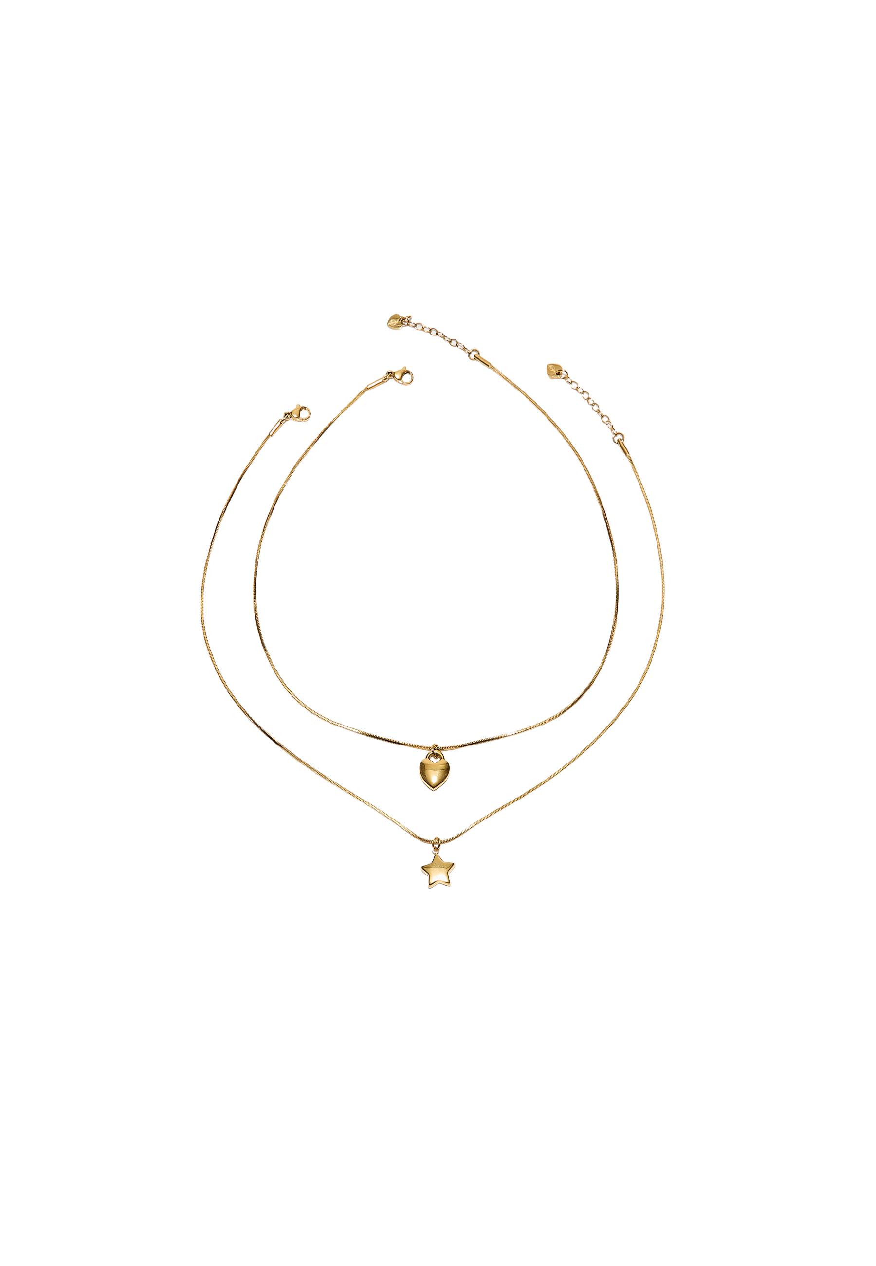 Set of 2 waterproof star & heart necklaces — Yellow
