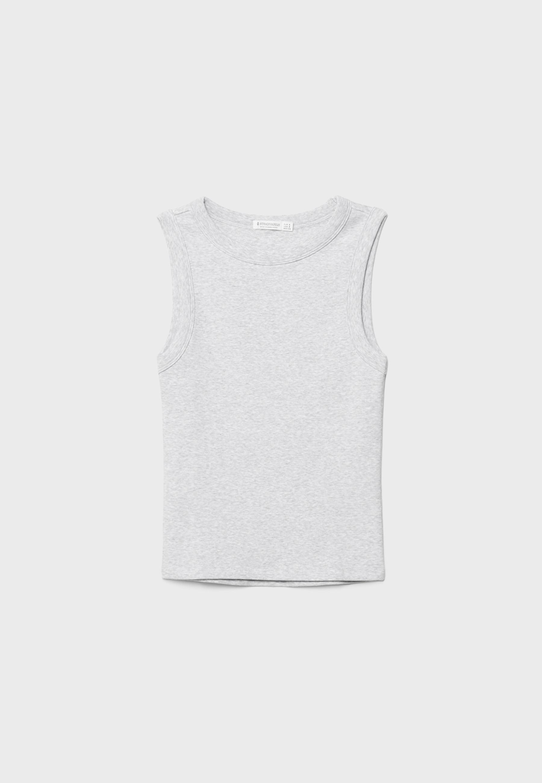 B04 Basic fitted sleeveless top — Grey melange