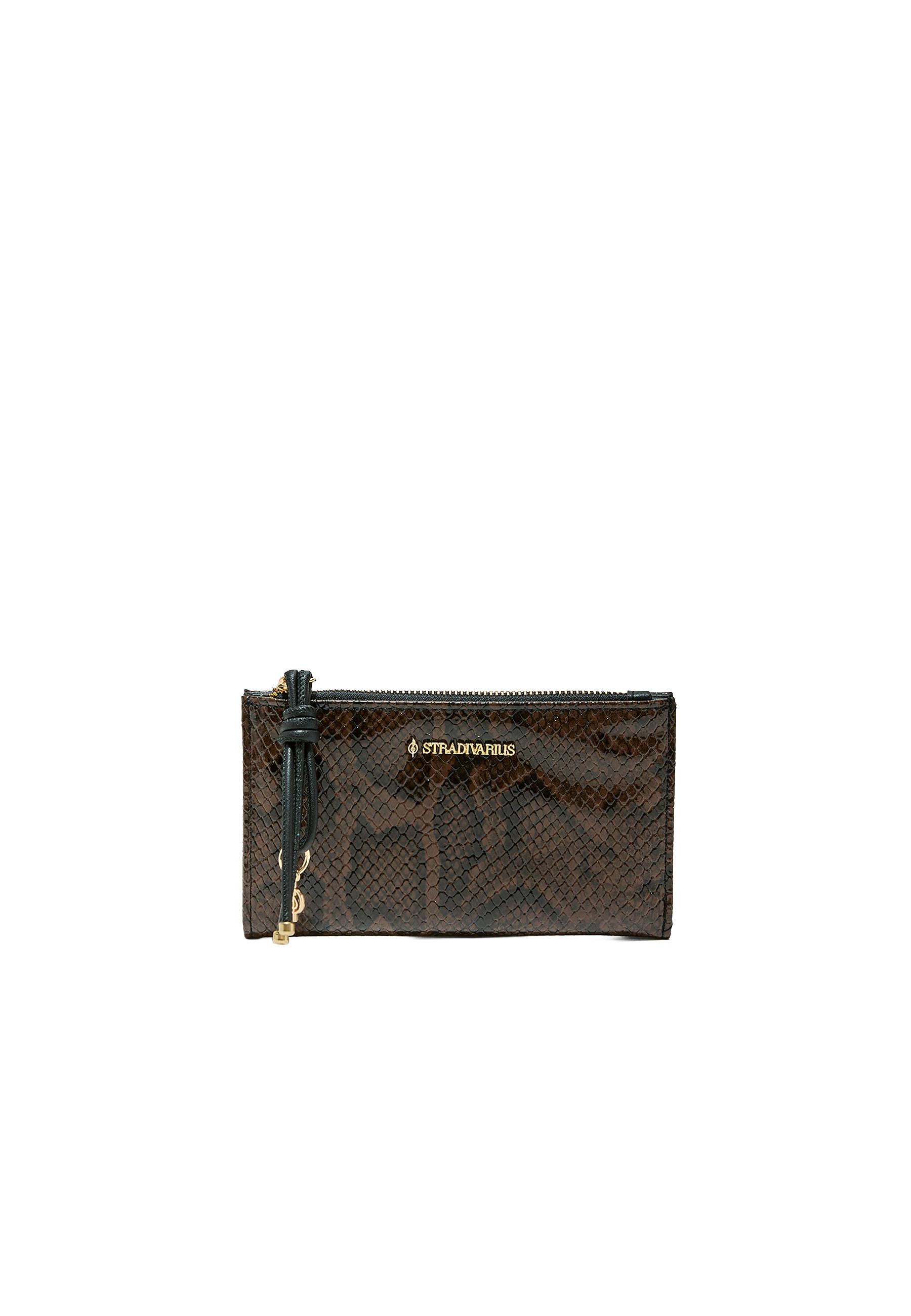 Compact snakeskin print wallet — Brown