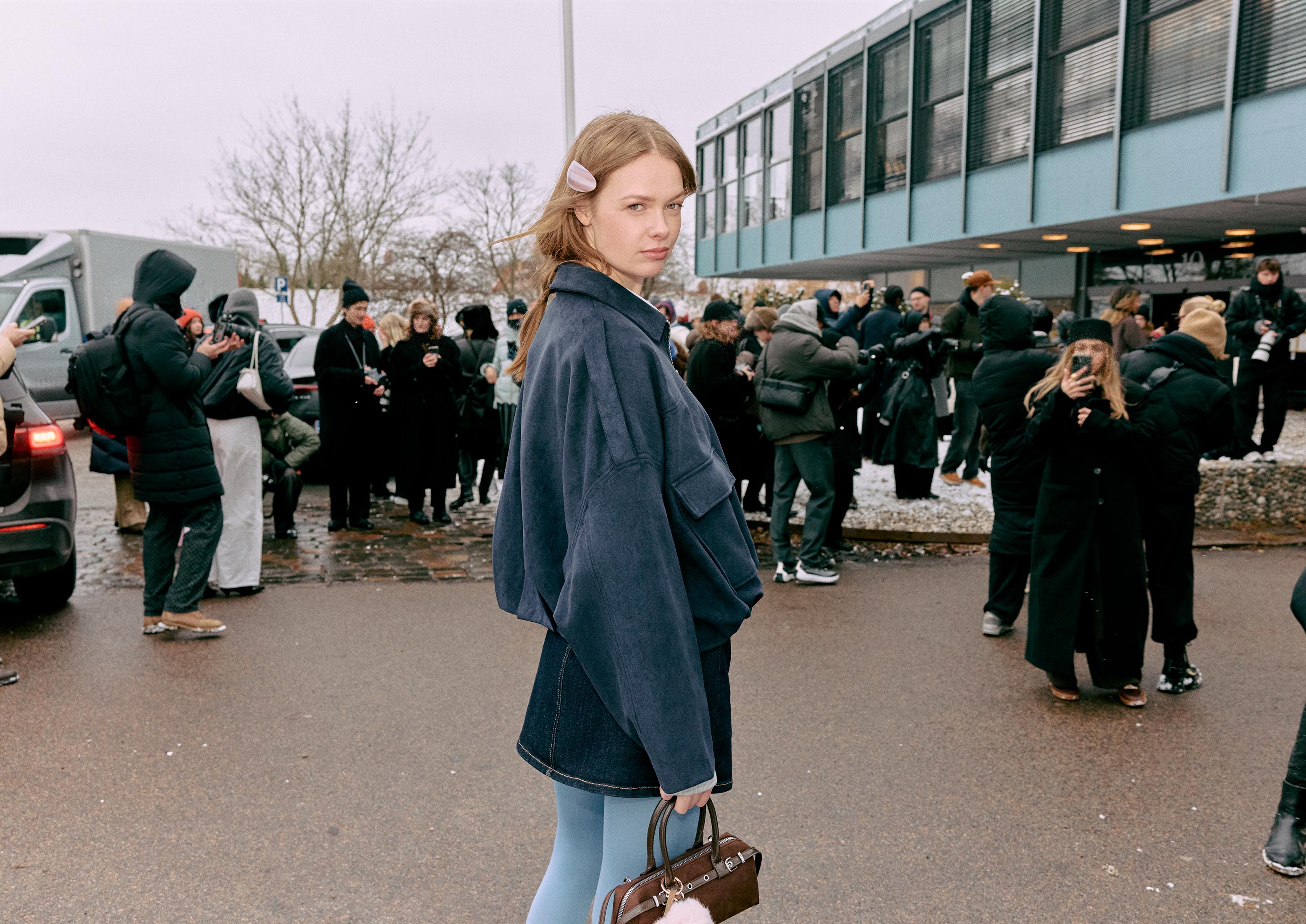 Faux suede bomber jacket — Navy blue