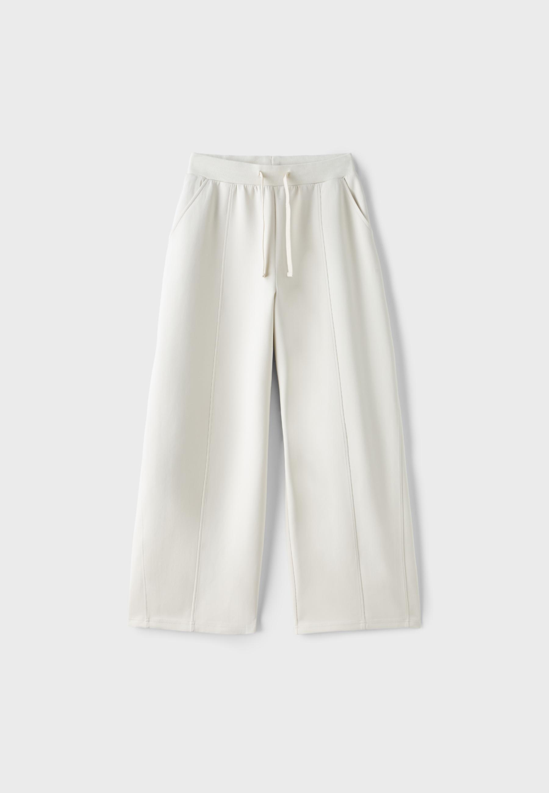 Wide-leg barrel jogger trousers — Vanilla