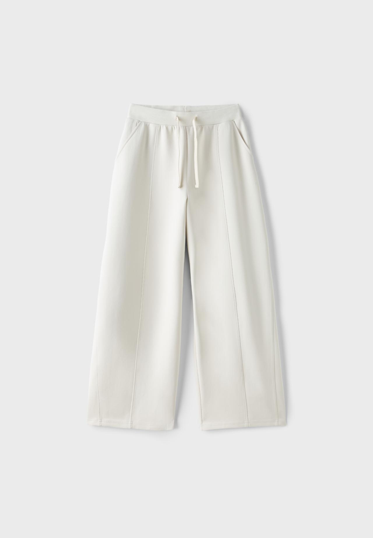 Wide-leg barrel jogger trousers — Vanilla