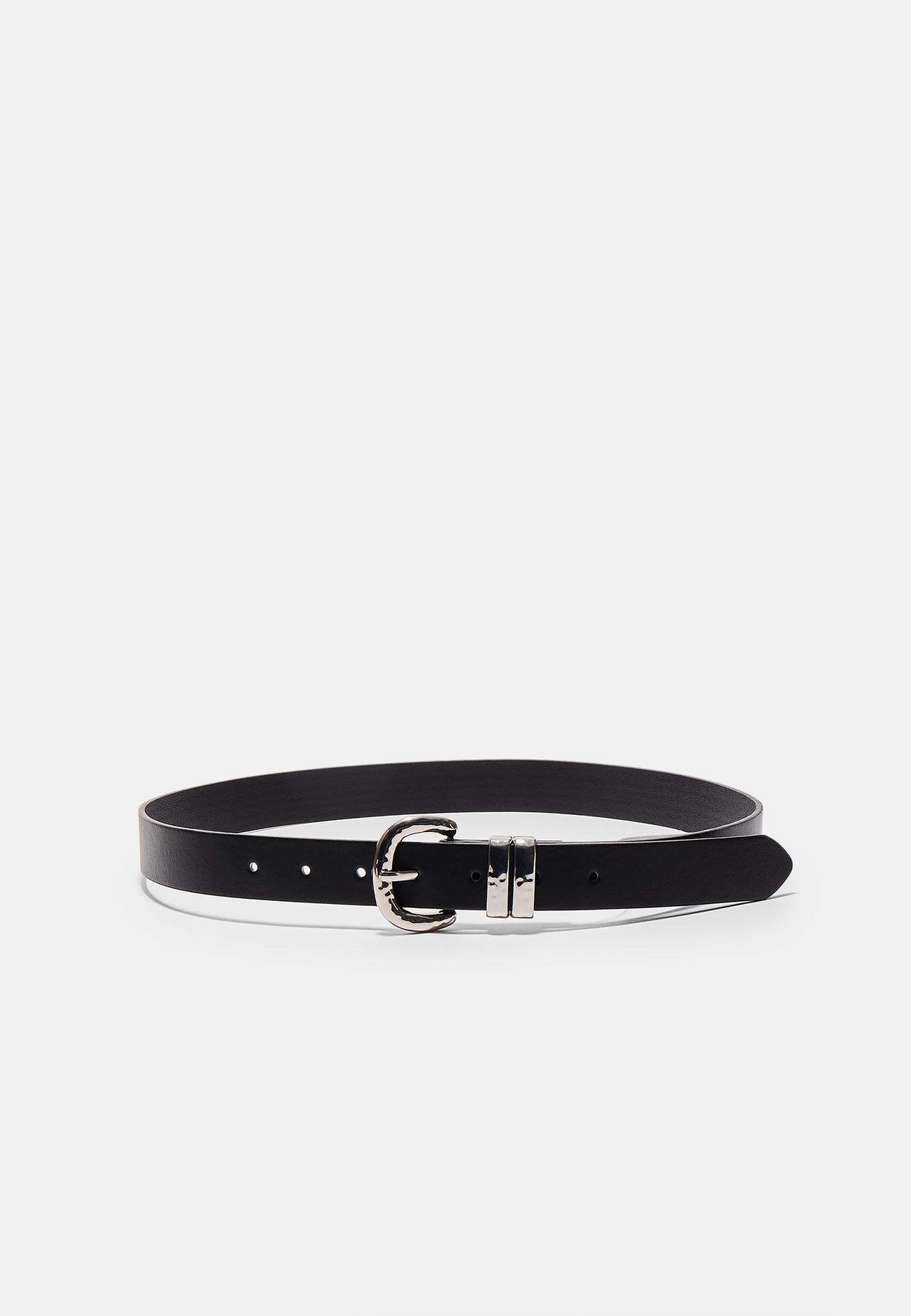 BASIC BELT WITH HAMMERED BUCKLE — Black