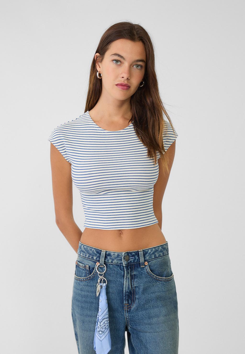 Striped top with mini sleeves