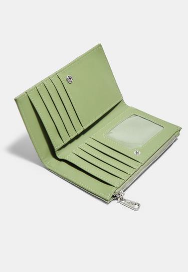 Basic shimmery zip-up purse — Khaki 5