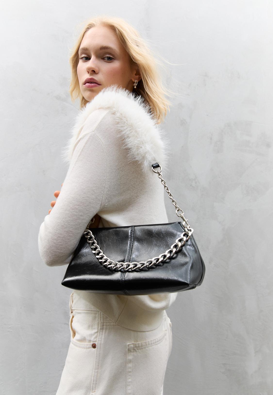 Faux fur crossbody bag with strap Women's fashion Stradivarius