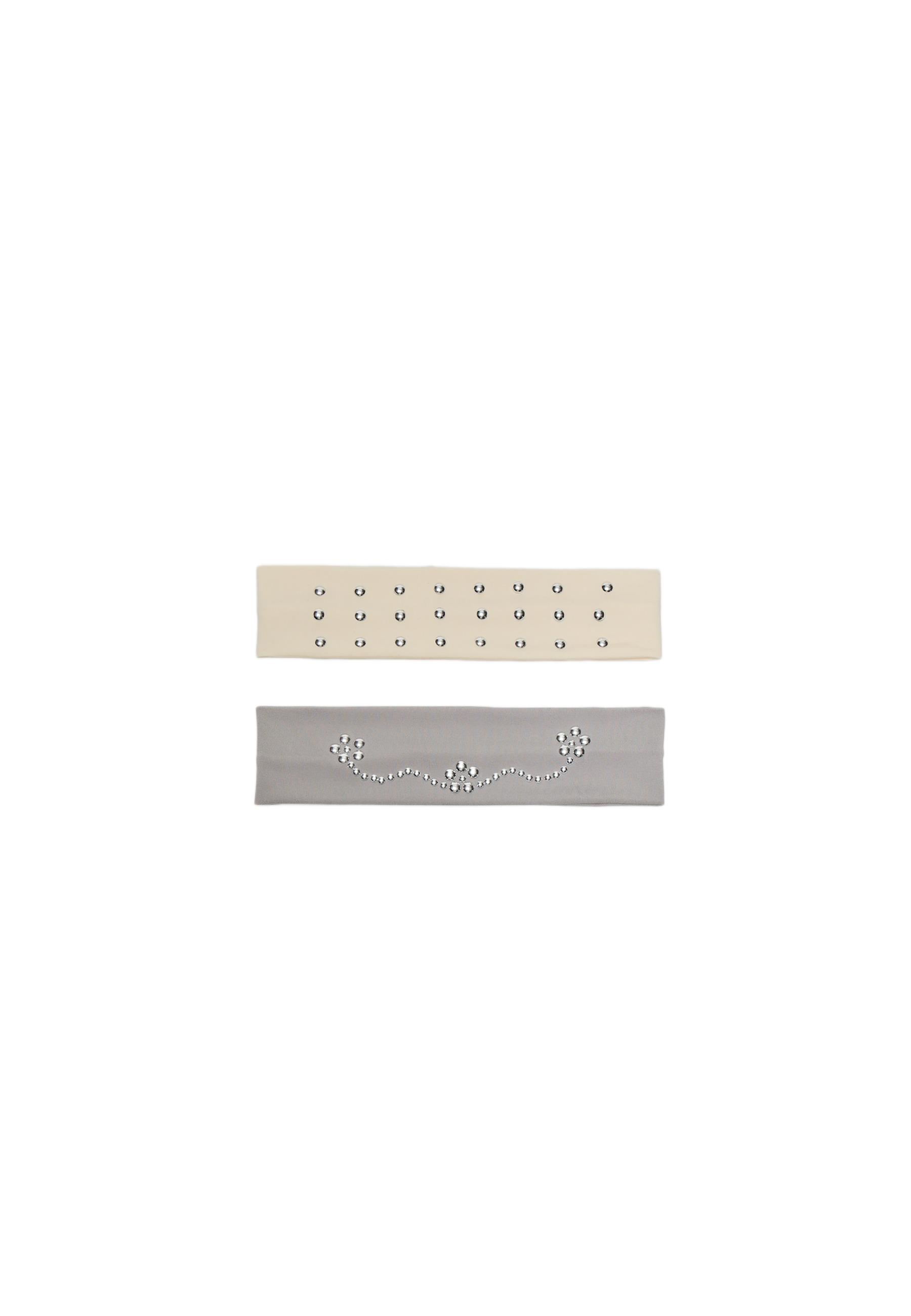 SET OF 2 FUR RIBBONS WITH STUDS — Pale pink