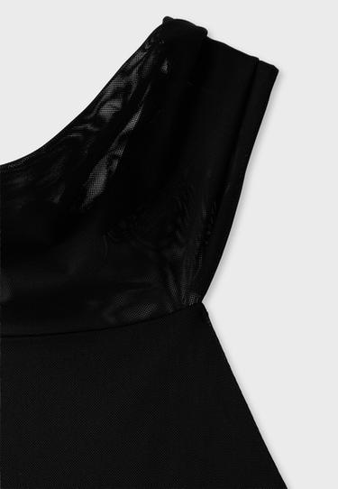 Printed tulle halter scarf top — Black 9