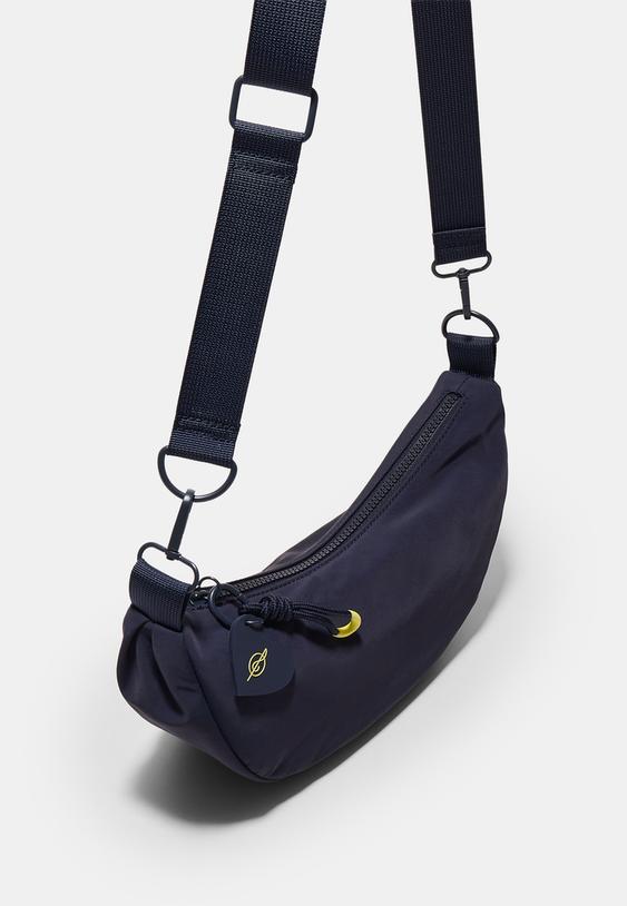 Stradivarius Fabric Moon Crossbody Bag Navy Blue Os