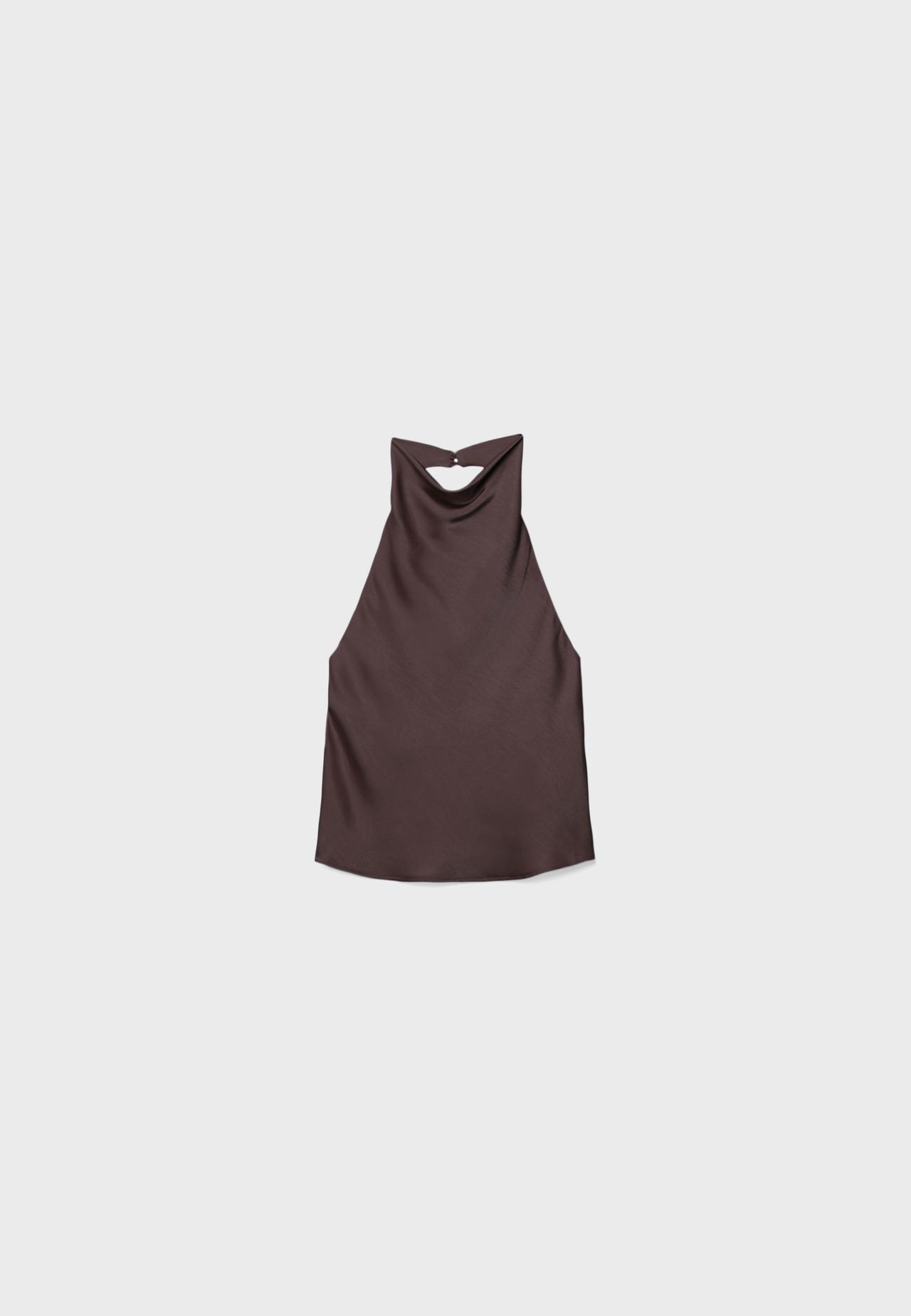 Satin halter top — Brown