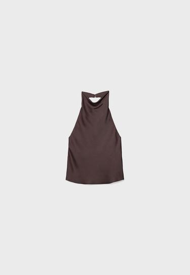 Satin halter top — Brown 7