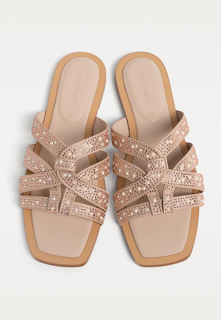 sandalias planas brillos