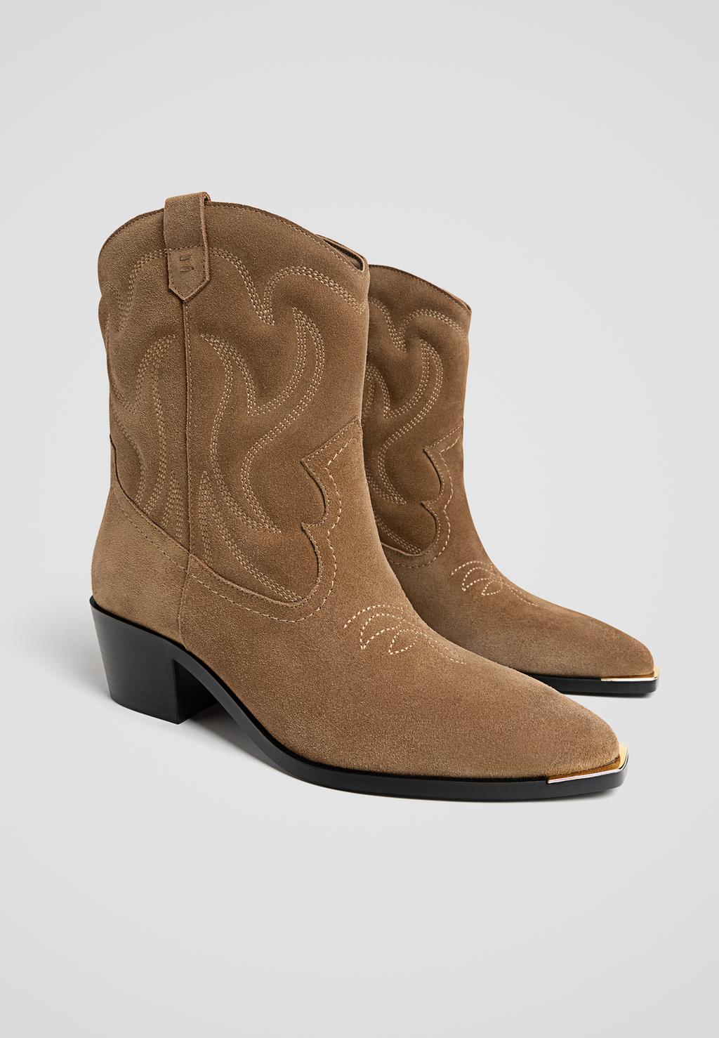 Botines tacón cowboy bordados