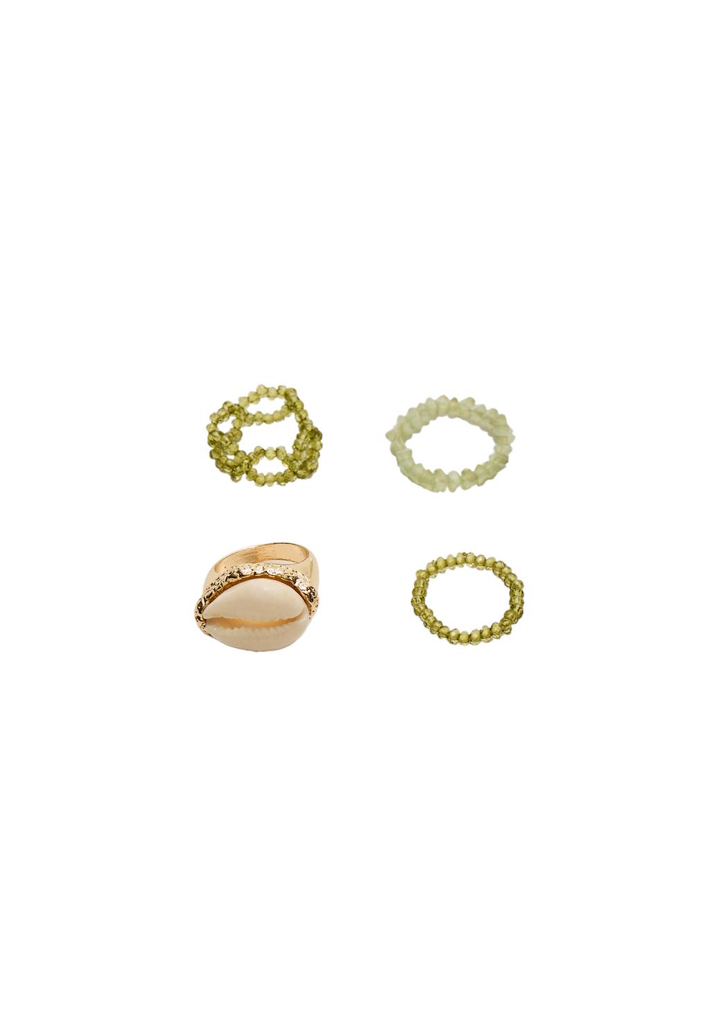 Set of 4 contrast seashell rings