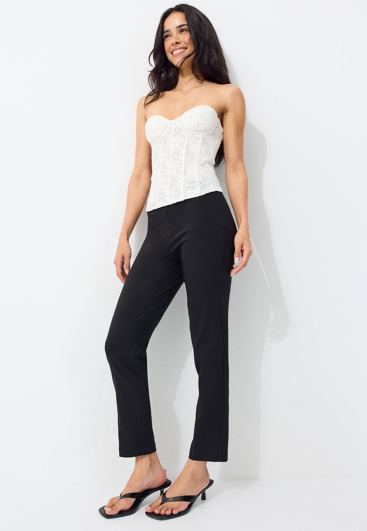 Stradivarius Pantalon cigarette en bengaline  Noir 42
