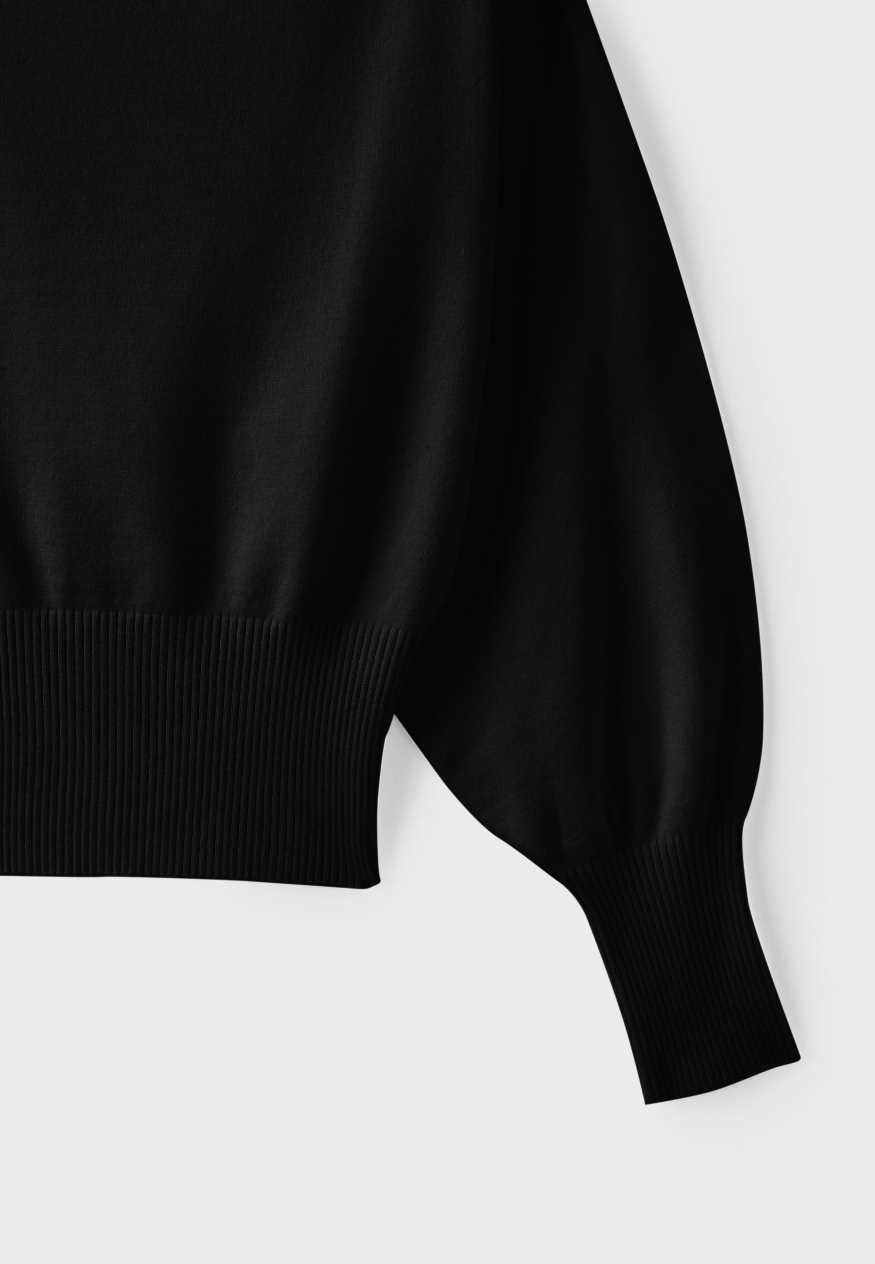 Asymmetric ribbed hem knit jumper — Black