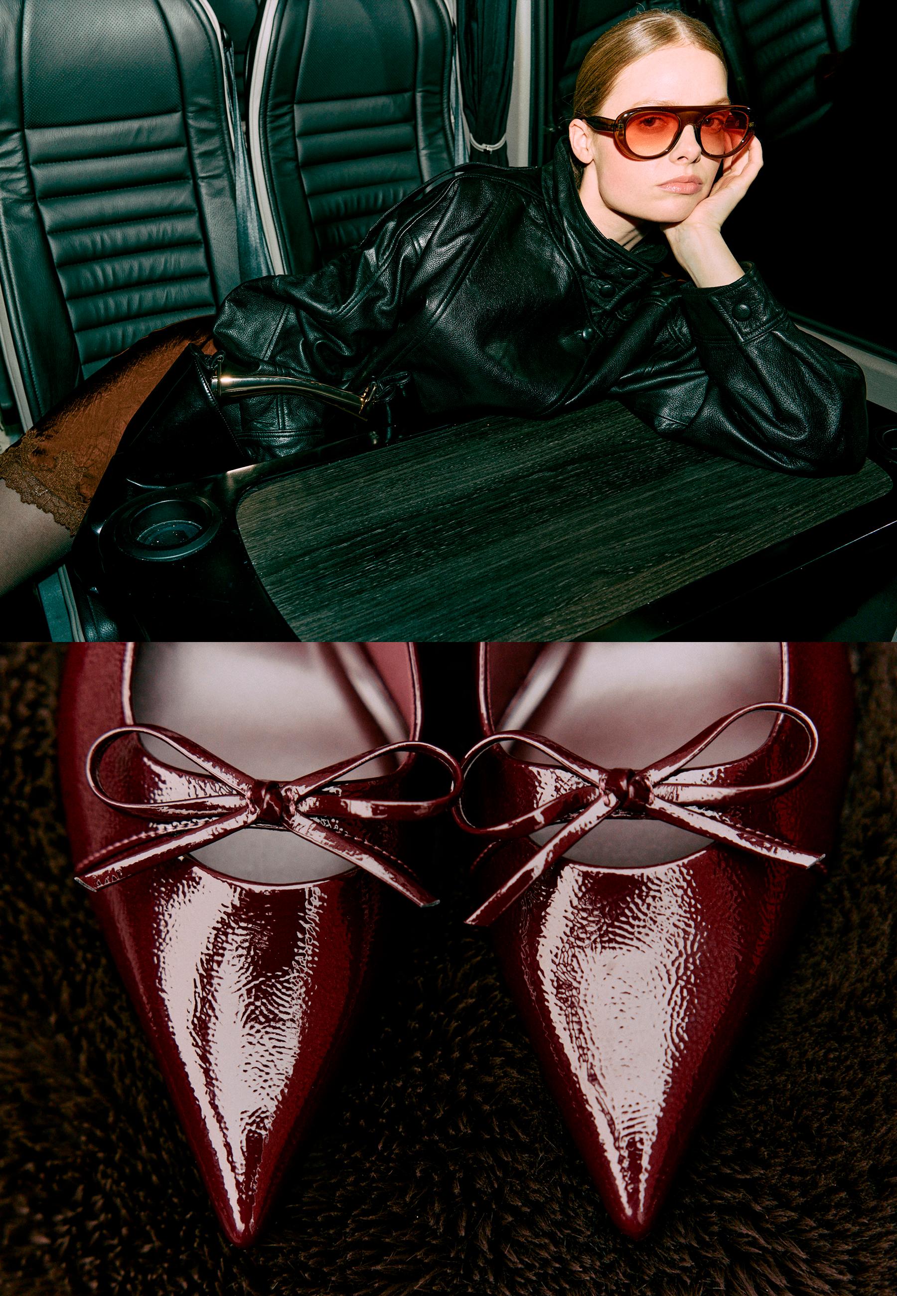 Bow heel shoes — BURGUNDY