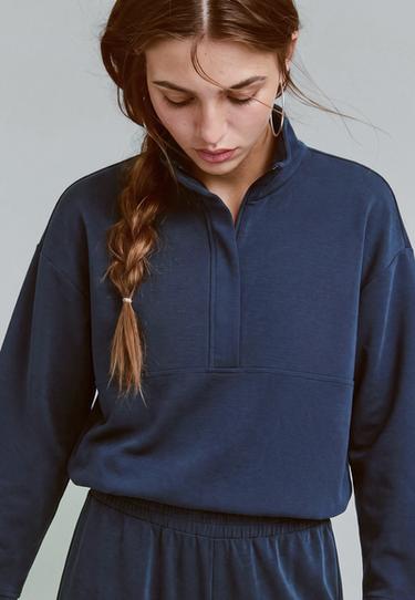 Soft-touch sweatshirt with zip — Dark blue 4