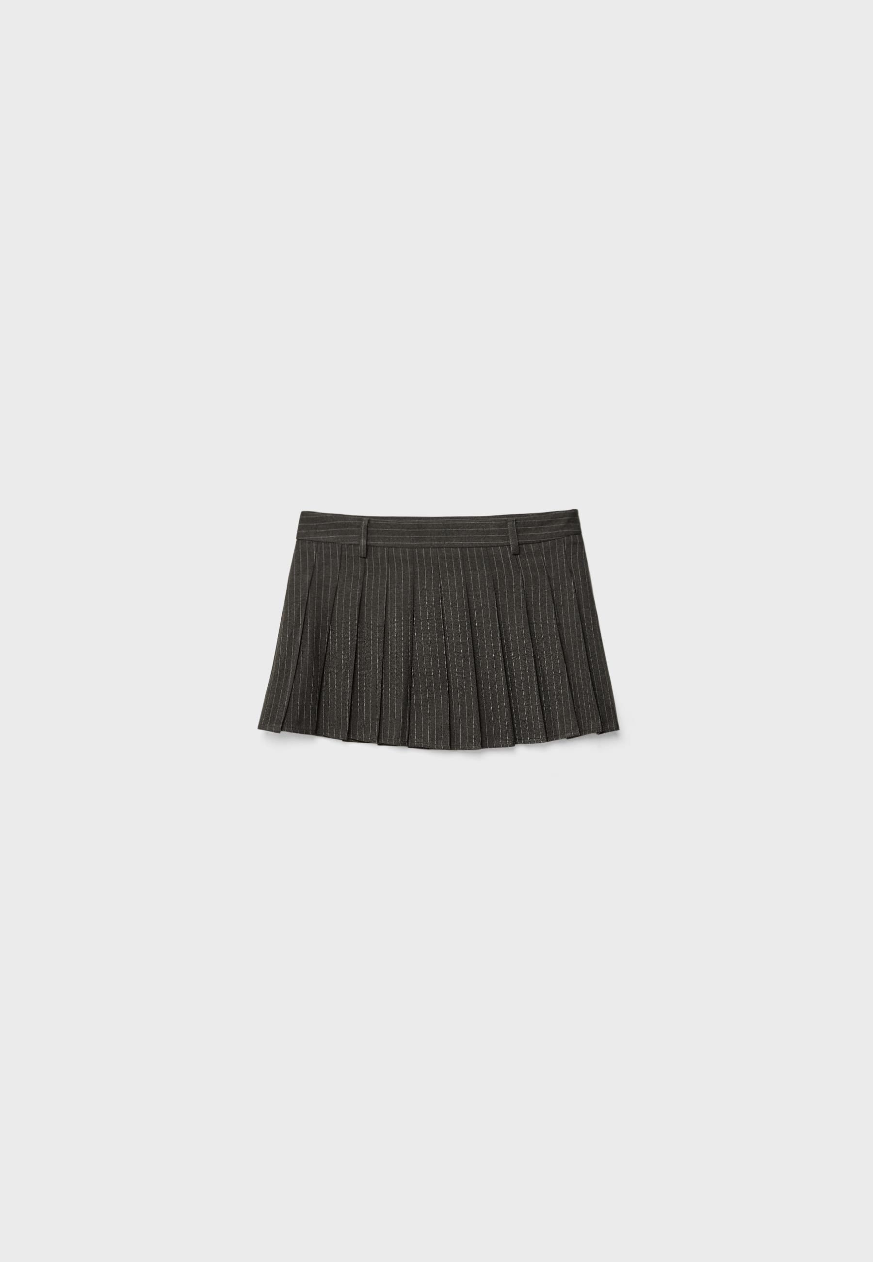 Striped box pleat mini skirt - Women's fashion | Stradivarius Georgia