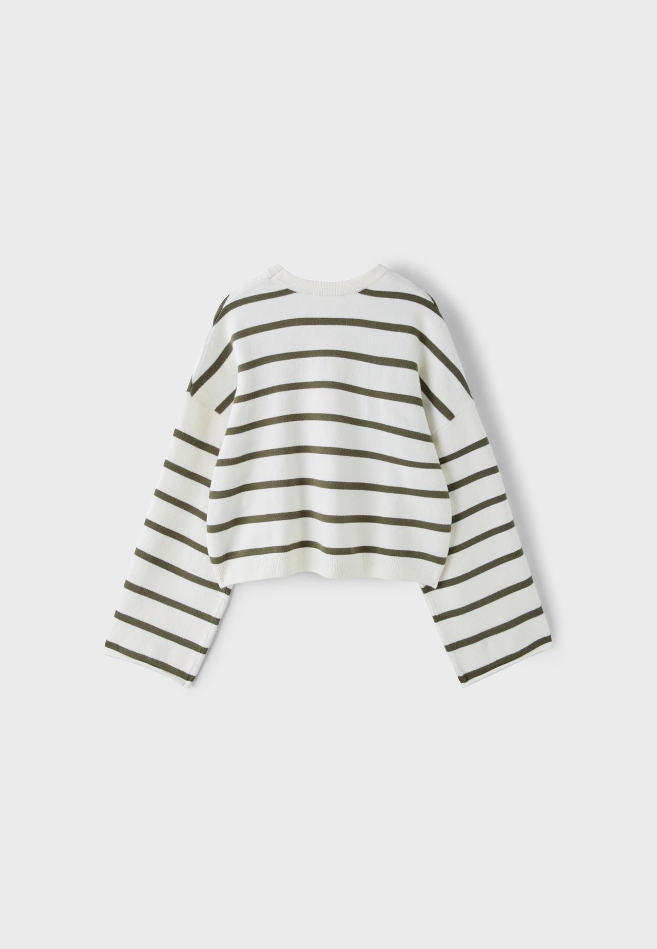 Cropped wide sleeve knit jumper — Vanilla