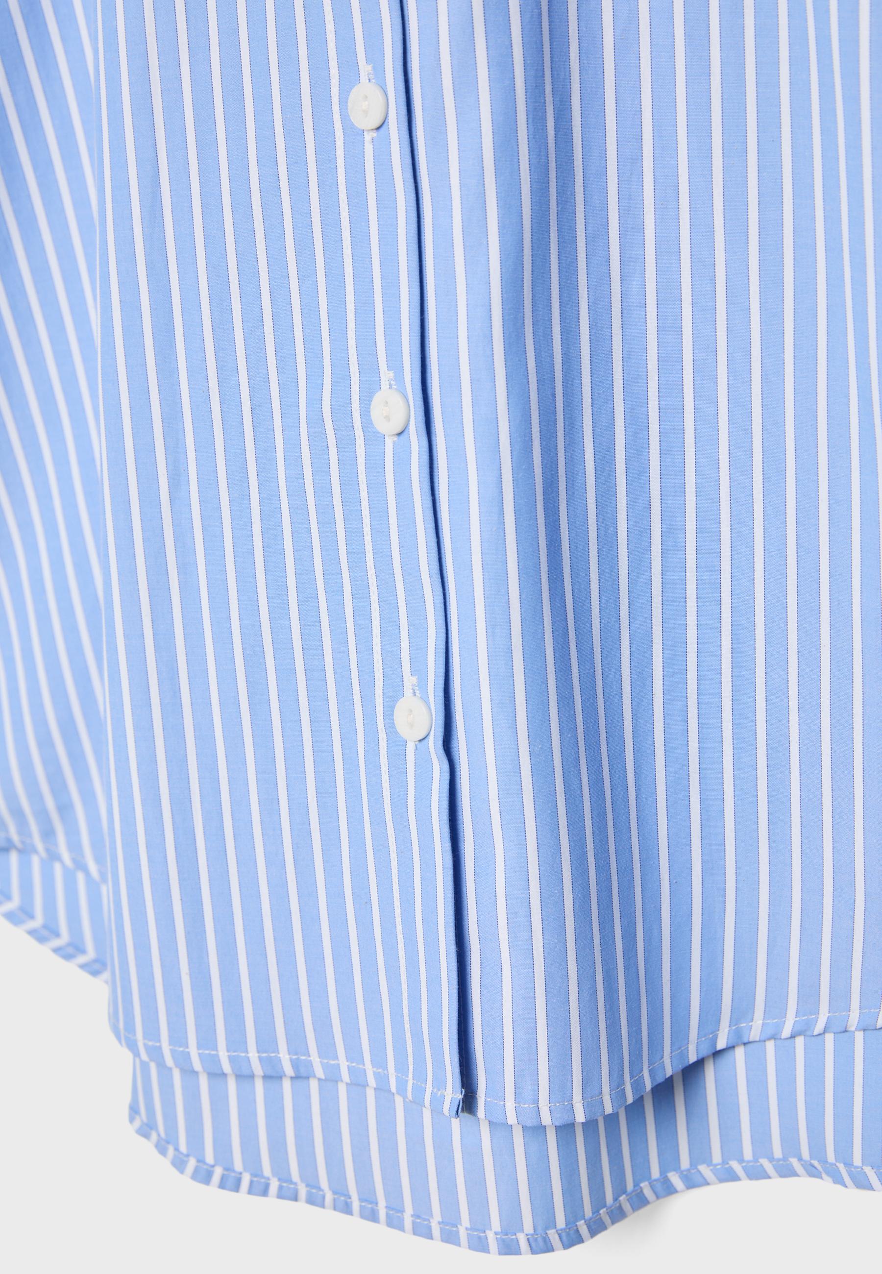 Basic striped poplin shirt with pocket — Denim blue