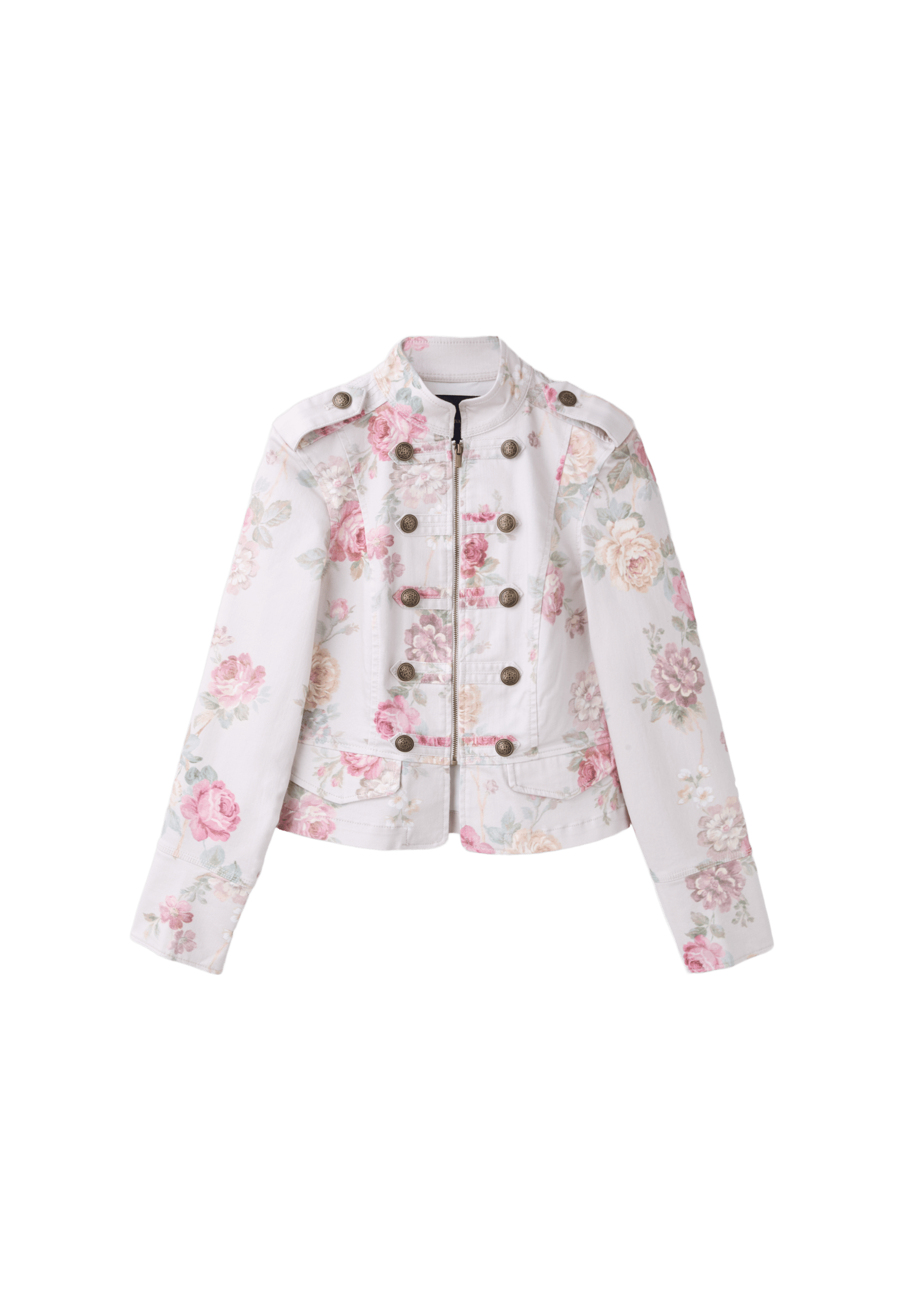 Floral print buttoned jacket — Ecru