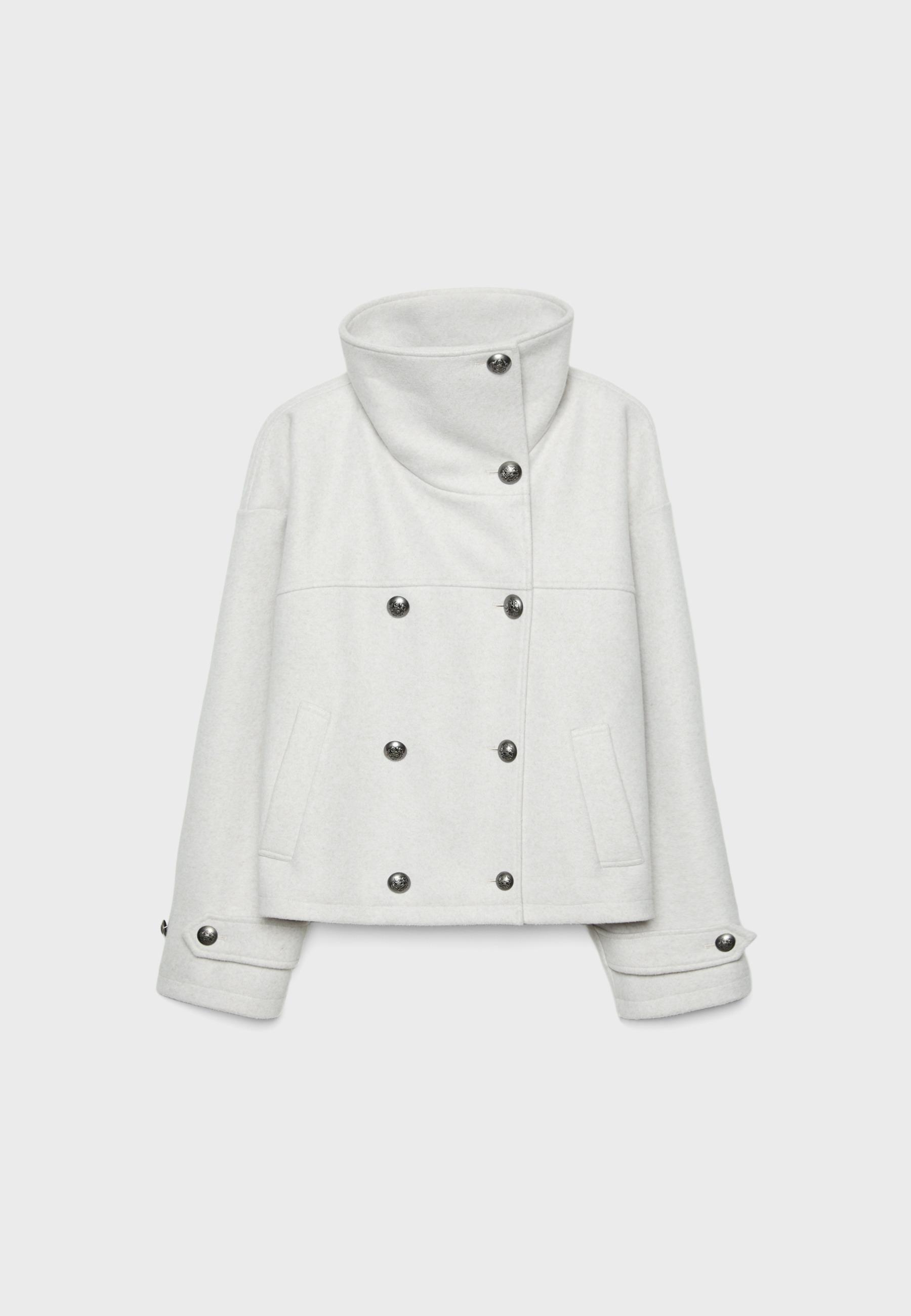 Yumuşak dokunuşlu kruvaze dik yaka ceket - Görsel 8