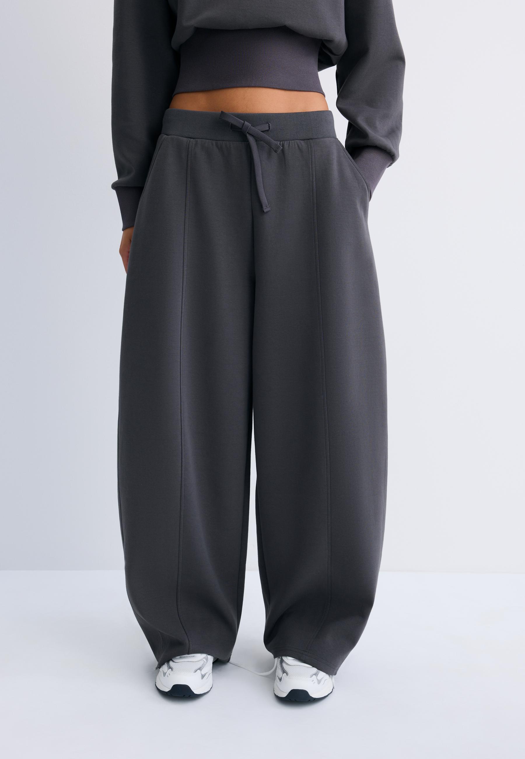 Wide-leg barrel jogger trousers — Dark grey