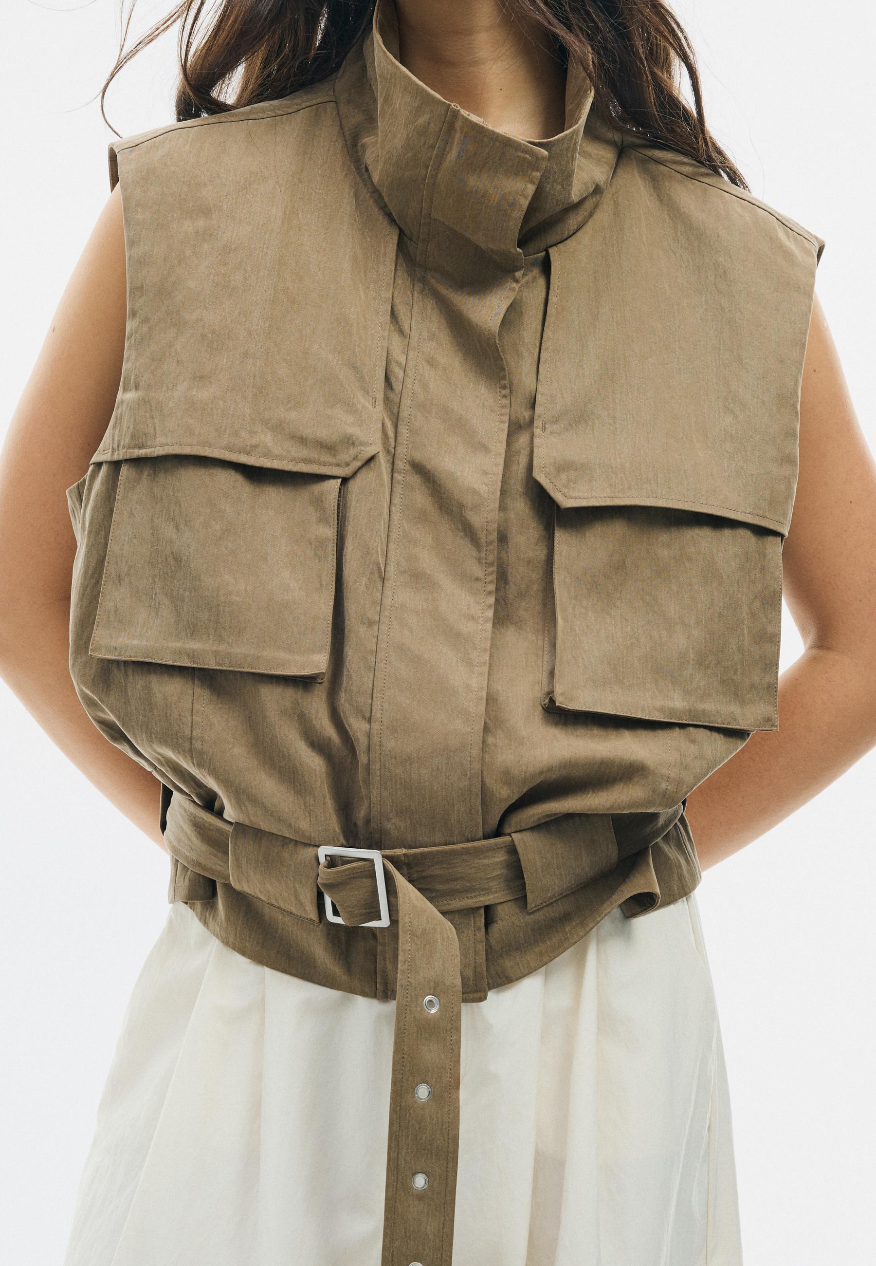 Flowing utility waistcoat — Tan