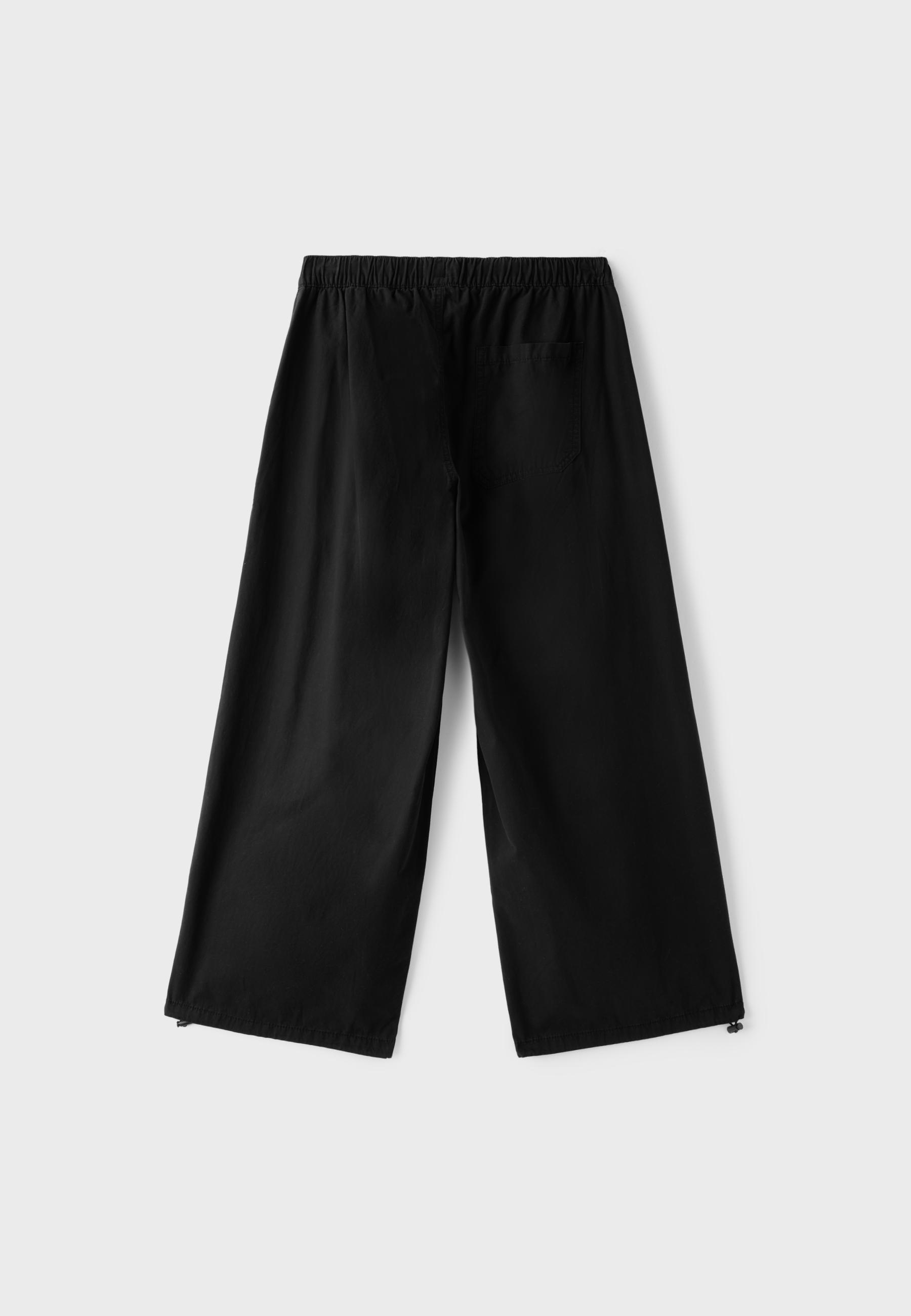 Barrel poplin trousers with stoppers — Black